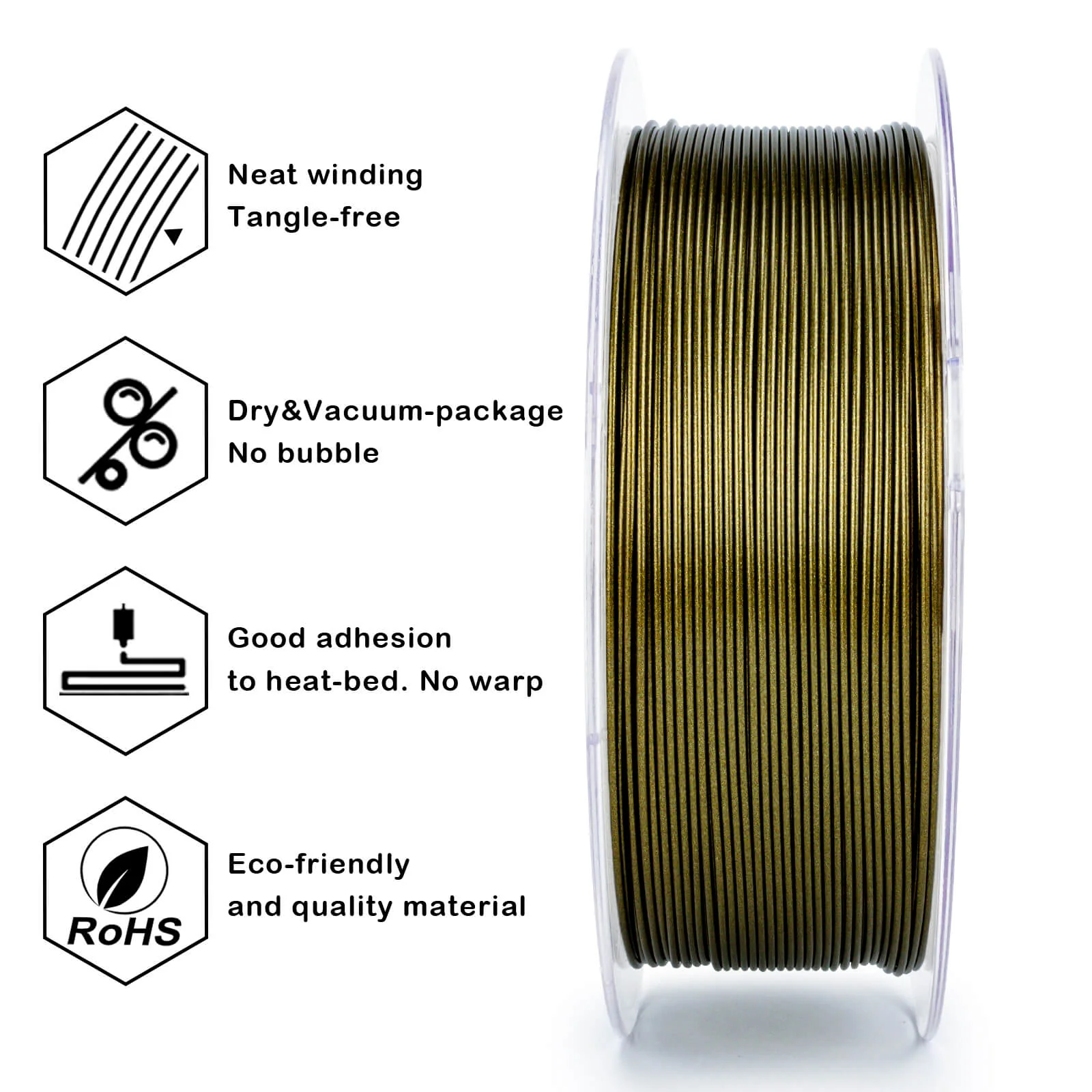 ZIRO Glitter Gradient Diamond PLA Filament 1.75mm, Brass Sparkle - Image 8