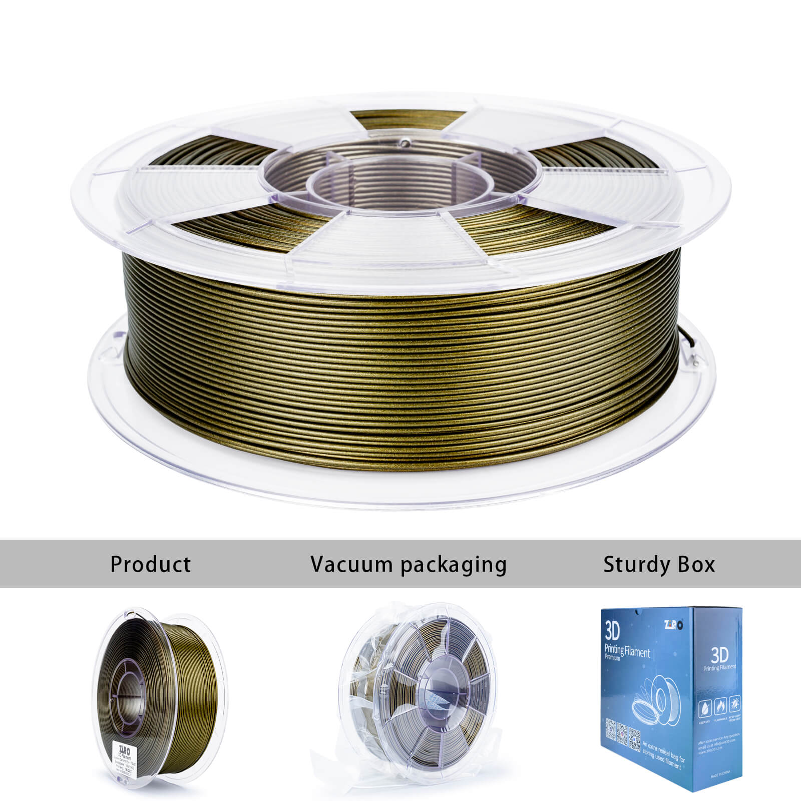 ZIRO Glitter Gradient Diamond PLA Filament 1.75mm, Brass Sparkle - Image 9