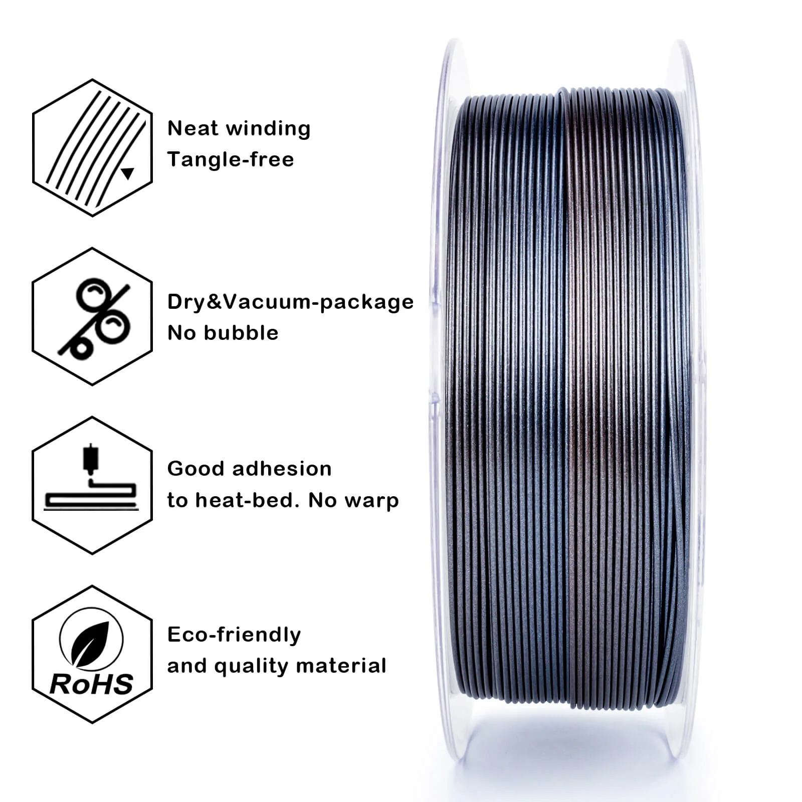 ZIRO Glitter Gradient Diamond PLA Filament 1.75mm, Iron Sparkle - Image 8