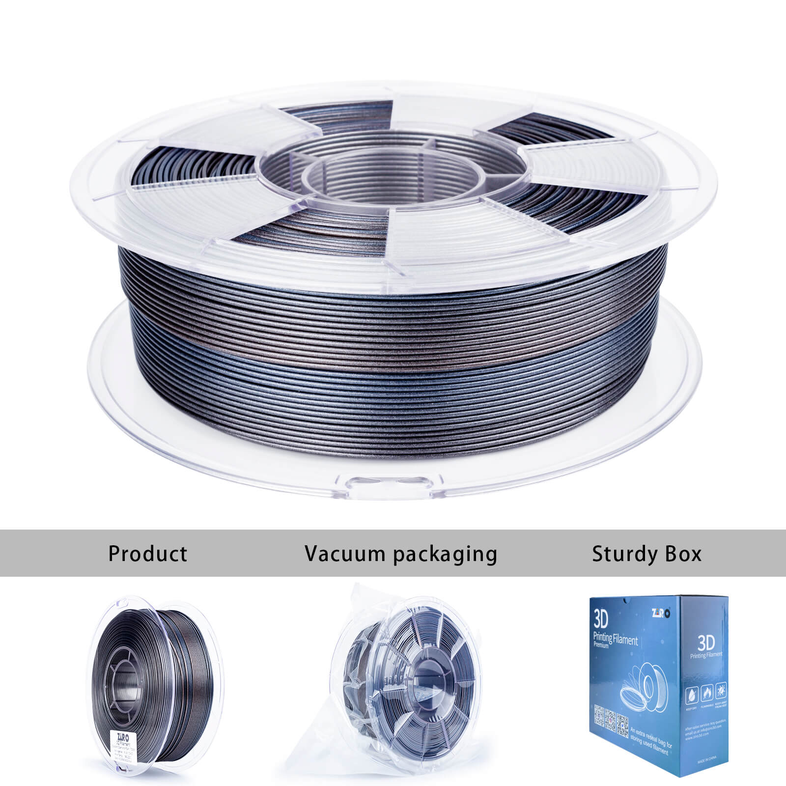 ZIRO Glitter Gradient Diamond PLA Filament 1.75mm, Iron Sparkle - Image 9