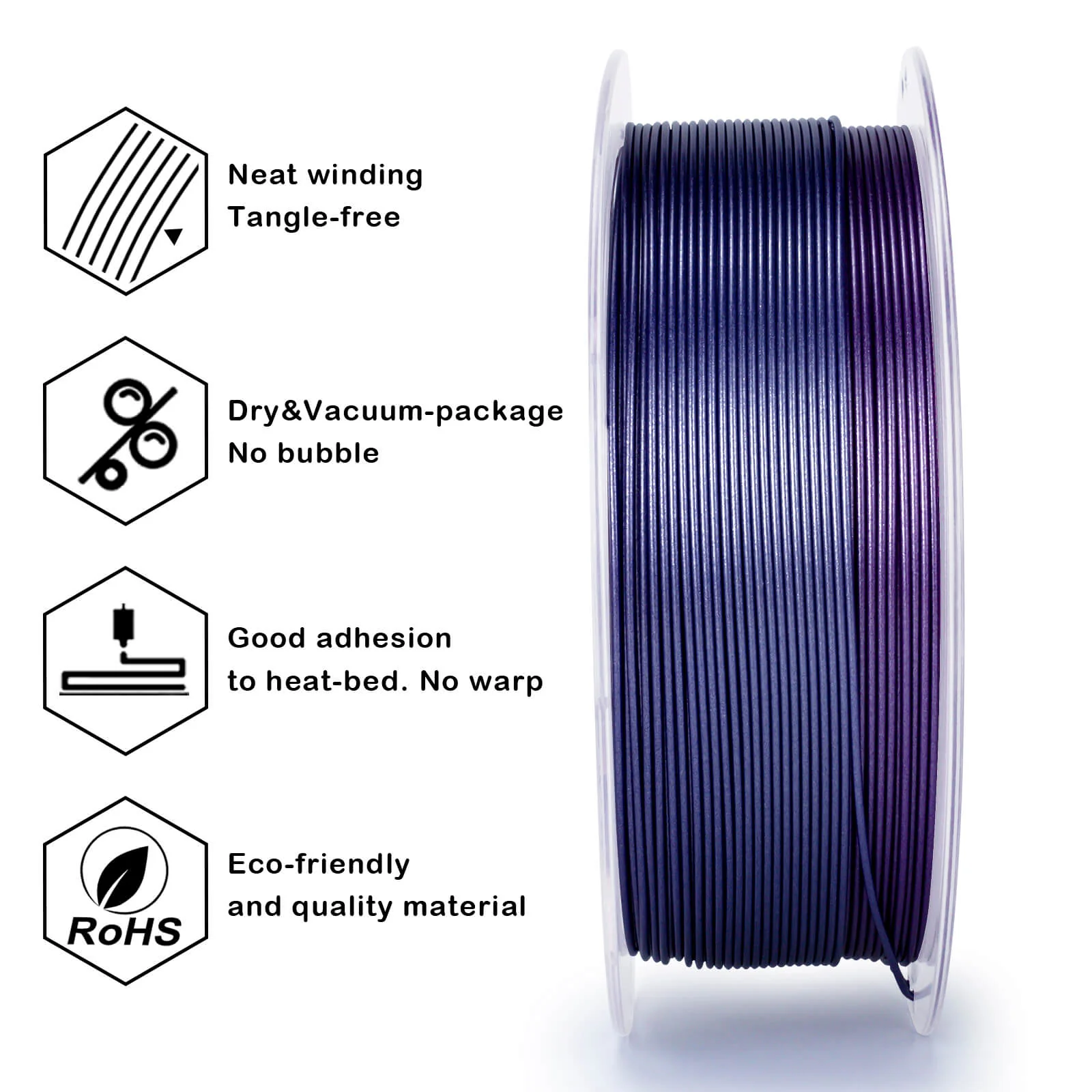 ZIRO Glitter Gradient Diamond PLA Filament 1.75mm, Lilac Sparkle - Image 5