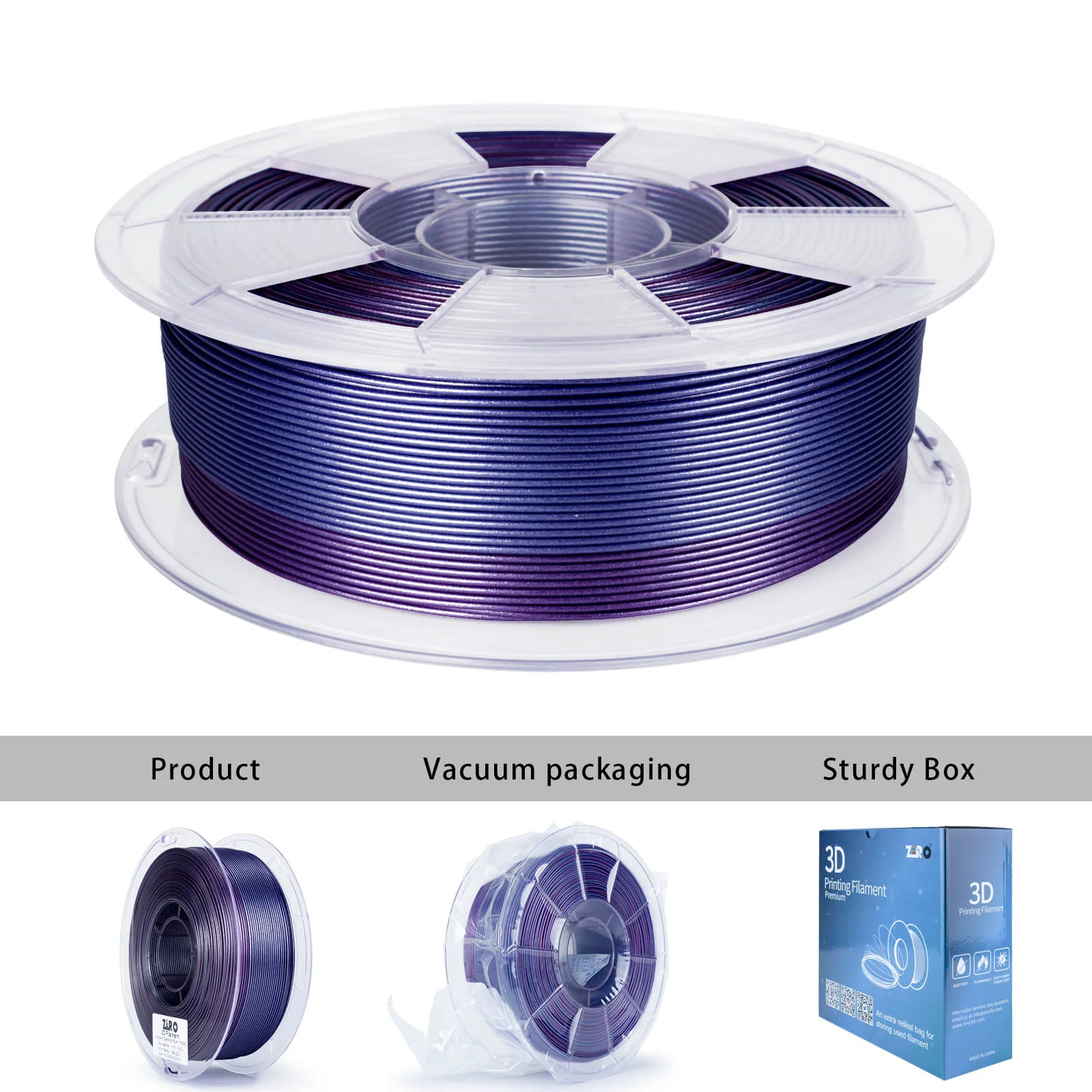 ZIRO Glitter Gradient Diamond PLA Filament 1.75mm, Lilac Sparkle - Image 6