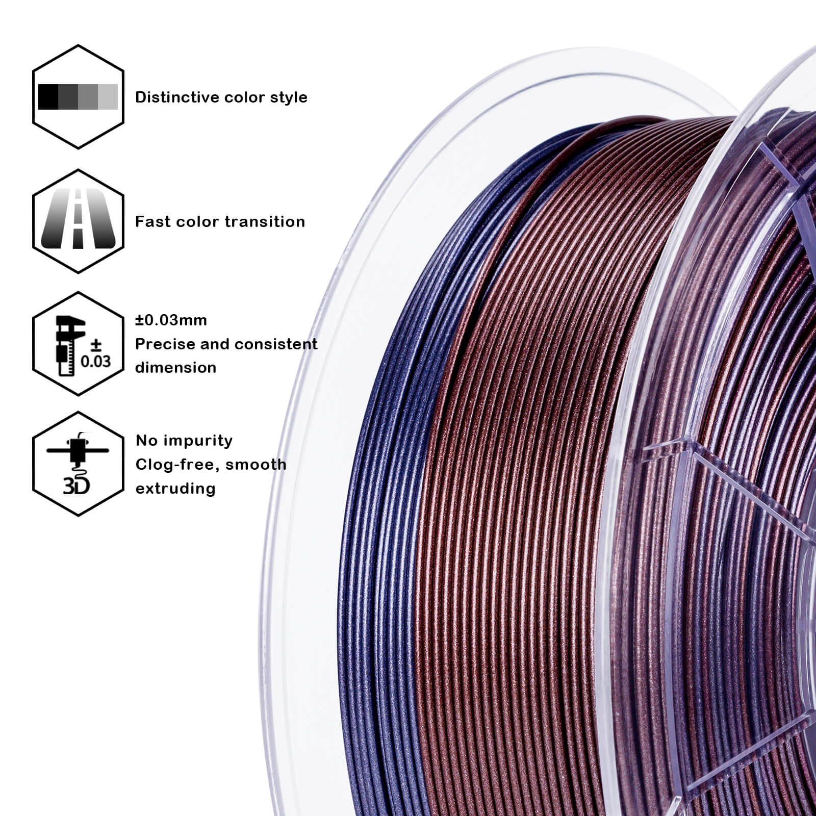 ZIRO Glitter Gradient Diamond PLA Filament 1.75mm, Stardust Sparkle - Image 9