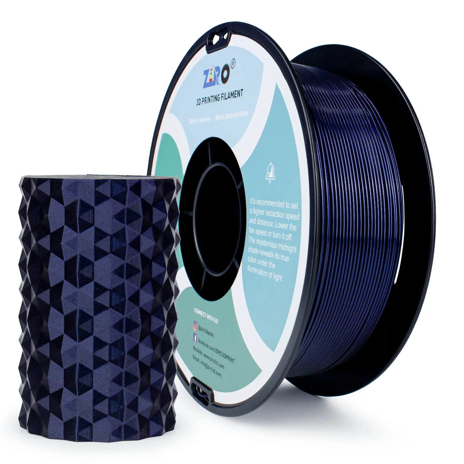 ZIRO Glitter Mystical Series PLA Filament 1.75mm, Midnight Blue - Image 3