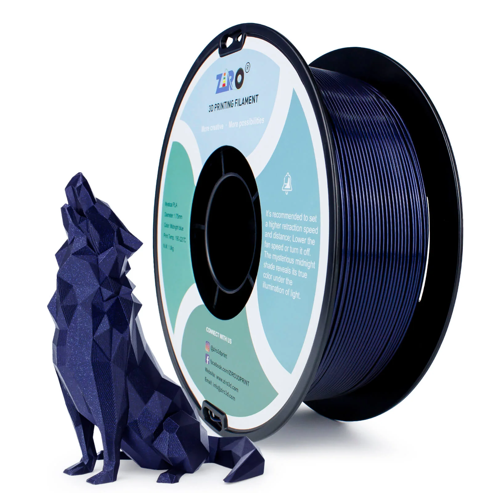 ZIRO Glitter Mystical Series PLA Filament 1.75mm, Midnight Blue - Image 4