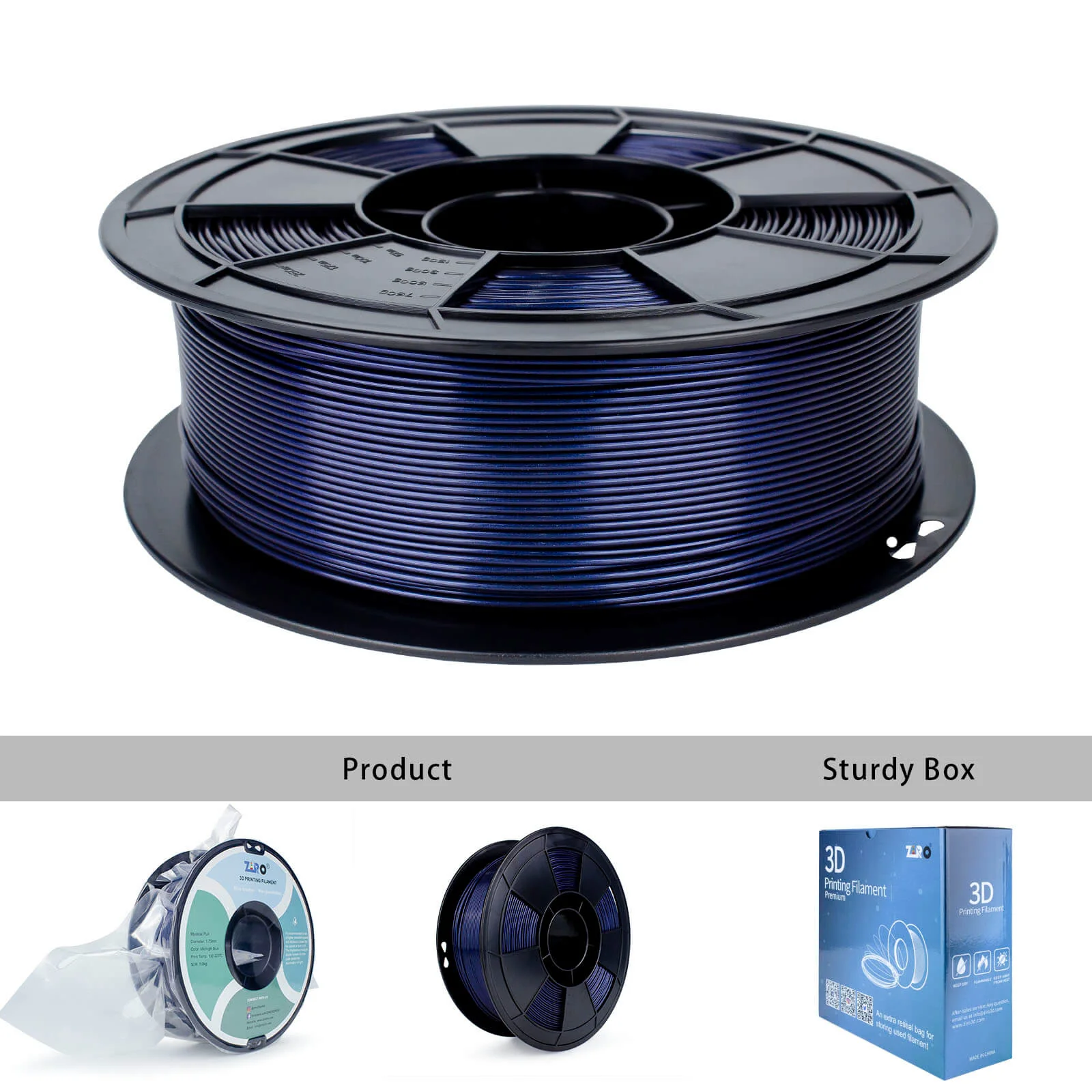 ZIRO Glitter Mystical Series PLA Filament 1.75mm, Midnight Blue - Image 9