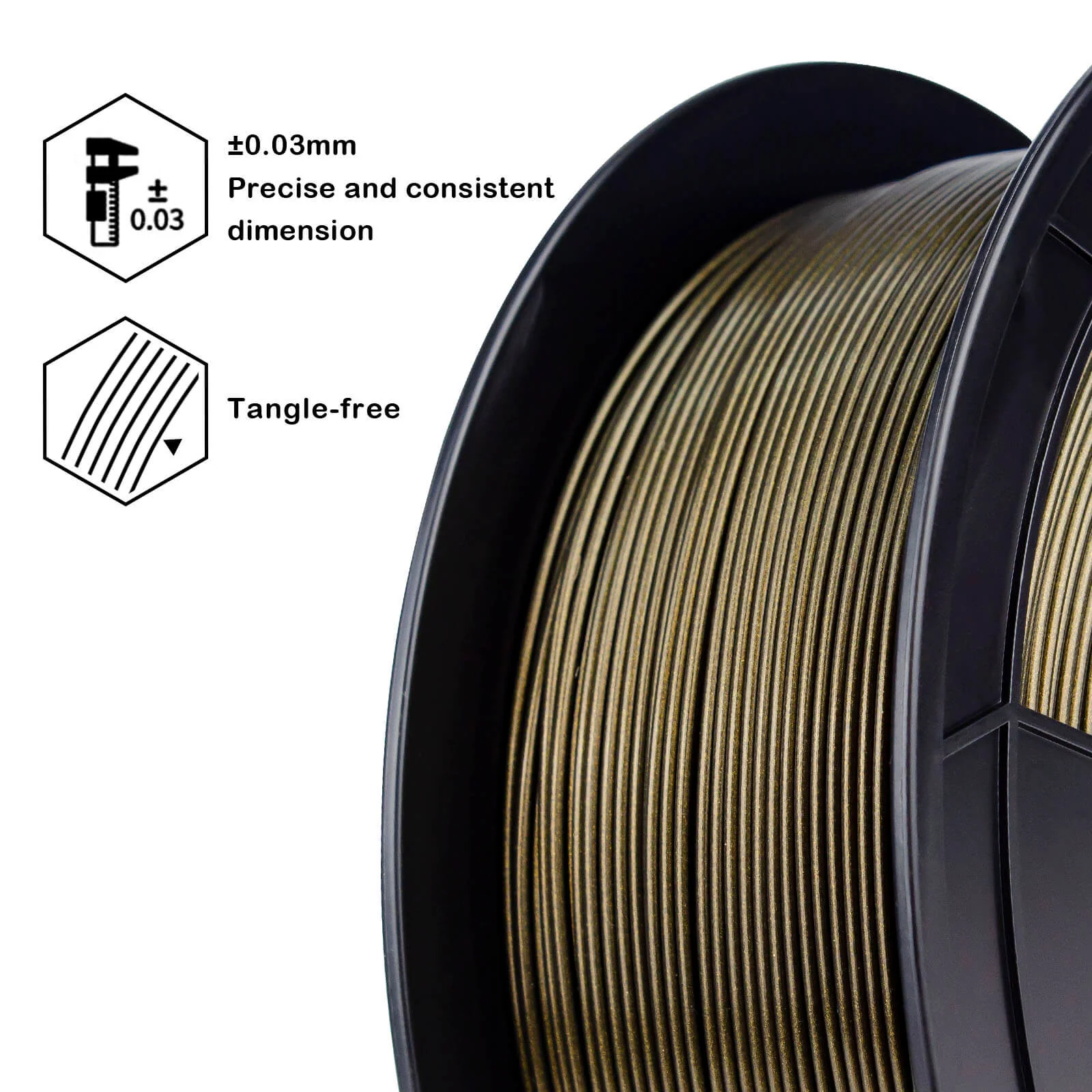 ZIRO Glitter Mystical Series PLA Filament 1.75mm, Midnight Gold - Image 4