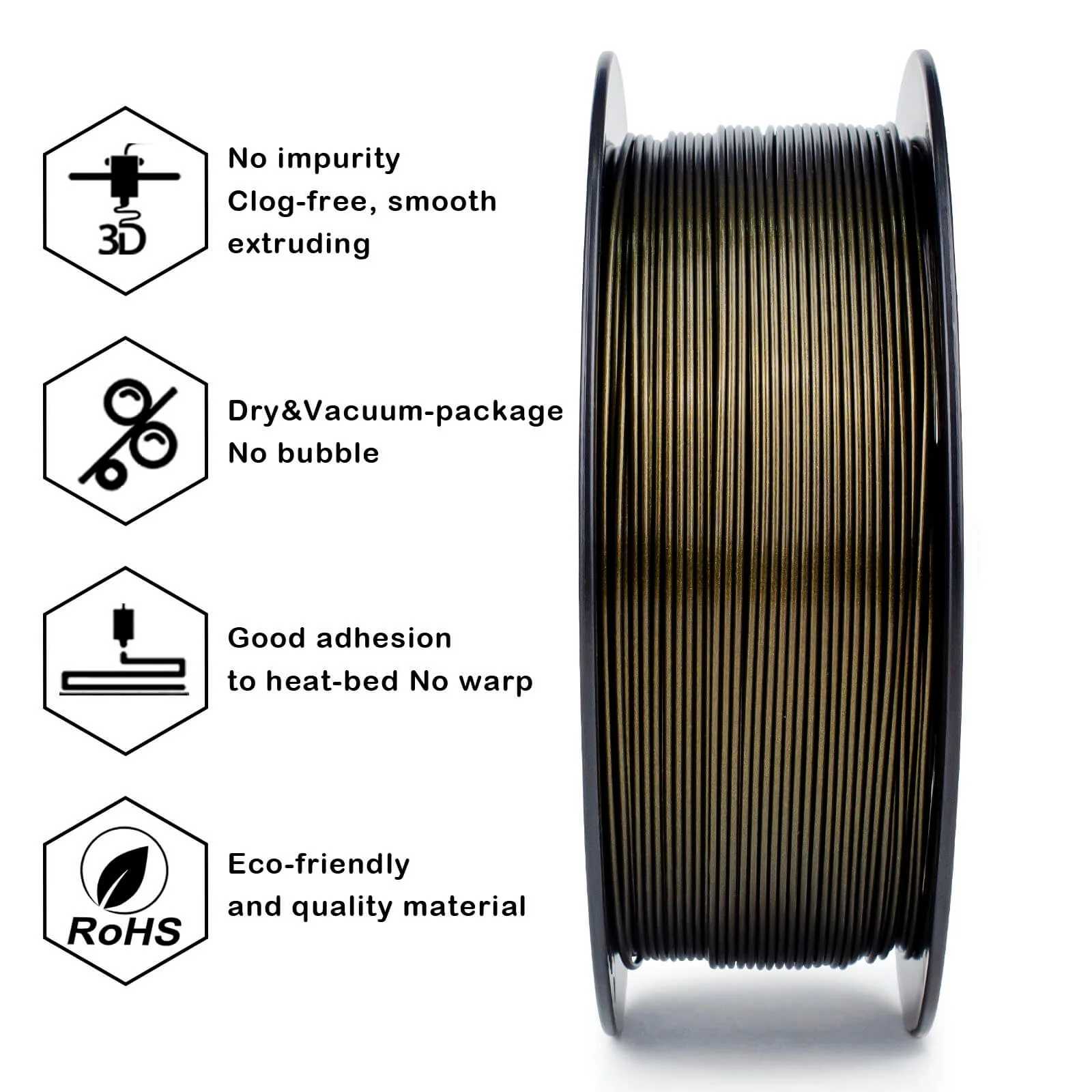 ZIRO Glitter Mystical Series PLA Filament 1.75mm, Midnight Gold - Image 5