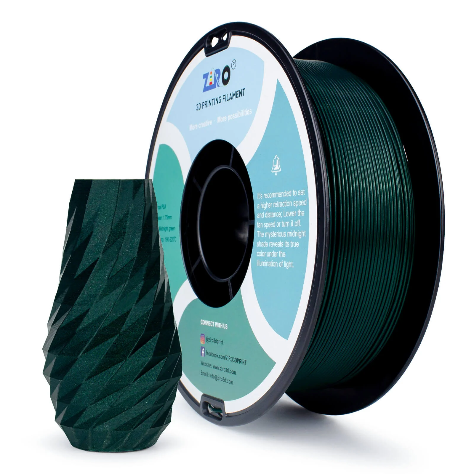 ZIRO Glitter Mystical Series PLA Filament 1.75mm, Midnight Green - Image 4