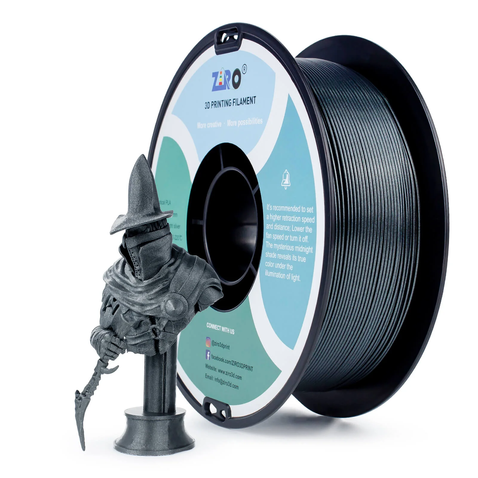 ZIRO Glitter Mystical Series PLA Filament 1.75mm, Midnight Silver - Image 10