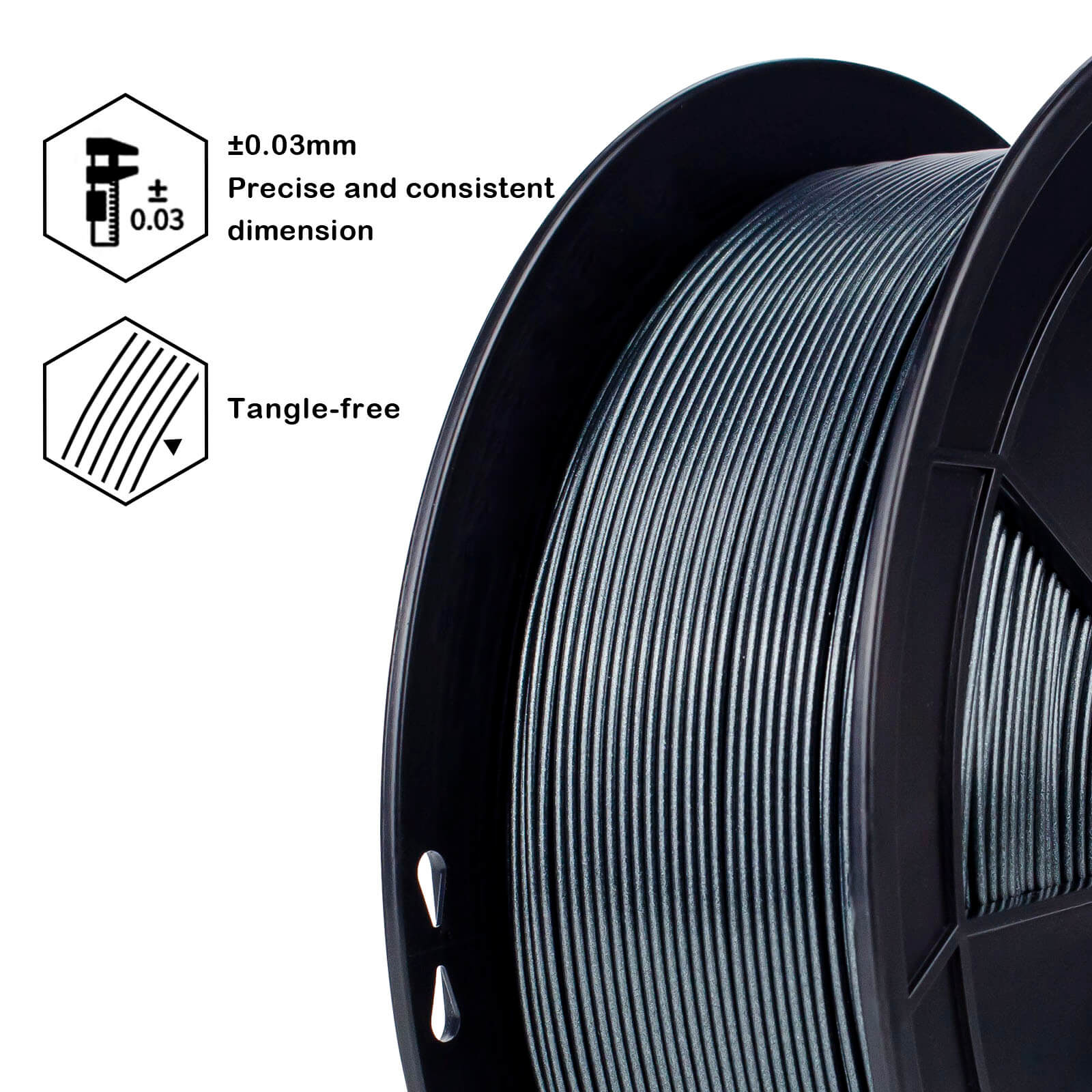 ZIRO Glitter Mystical Series PLA Filament 1.75mm, Midnight Silver - Image 14