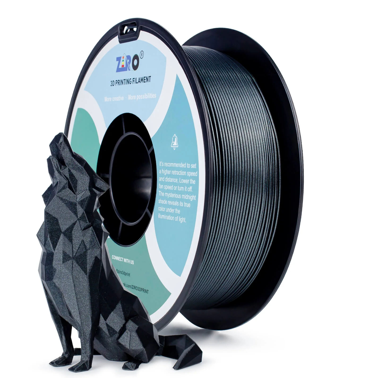 ZIRO Glitter Mystical Series PLA Filament 1.75mm, Midnight Silver - Image 4