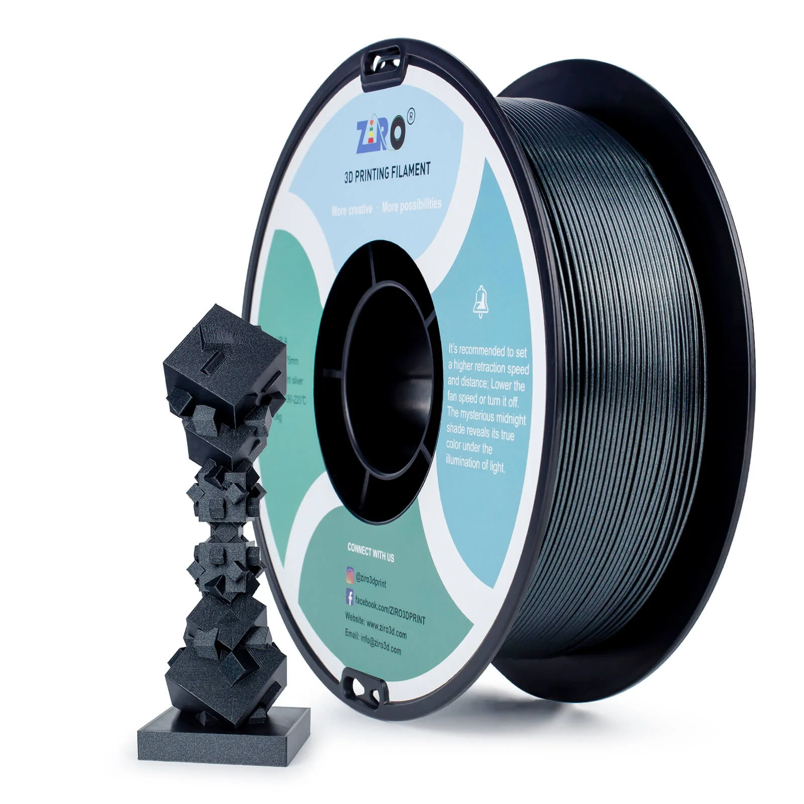 ZIRO Glitter Mystical Series PLA Filament 1.75mm, Midnight Silver - Image 8