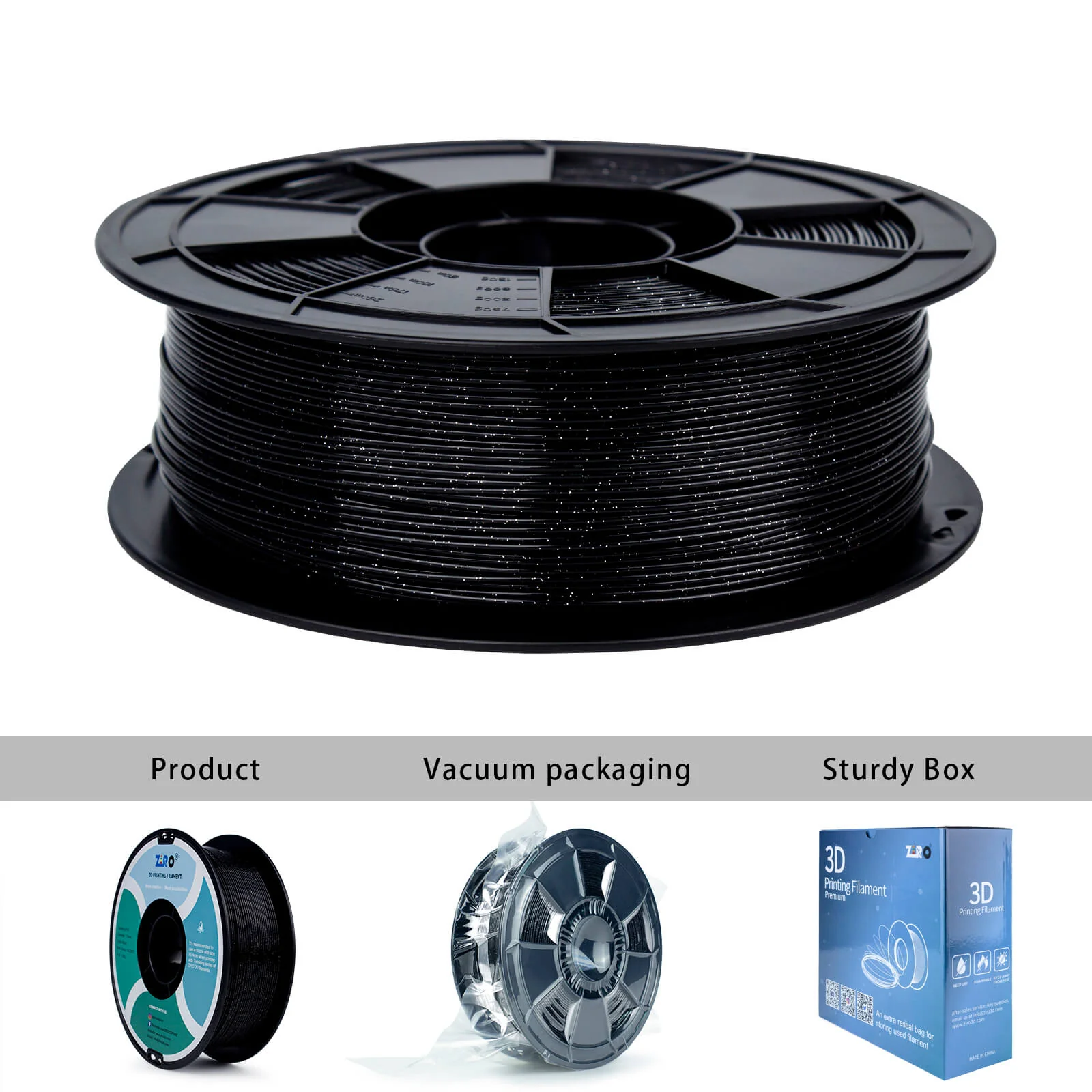 ZIRO Glitter Twinkling PLA Filament 1.75mm, Black - Image 11