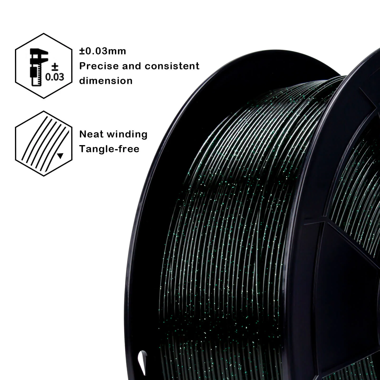 ZIRO Glitter Twinkling PLA Filament 1.75mm, Blackish Green - Image 5