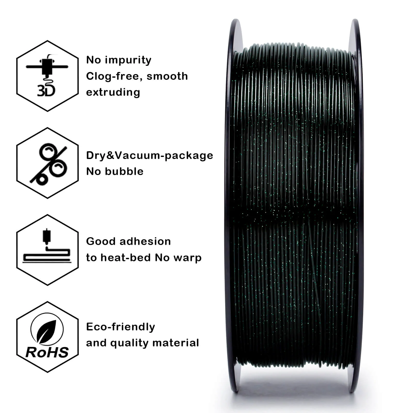 ZIRO Glitter Twinkling PLA Filament 1.75mm, Blackish Green - Image 6