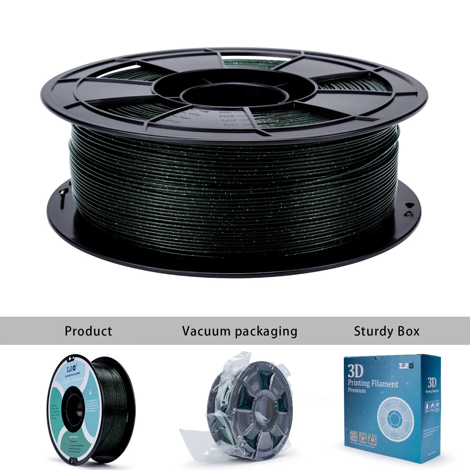 ZIRO Glitter Twinkling PLA Filament 1.75mm, Blackish Green - Image 7