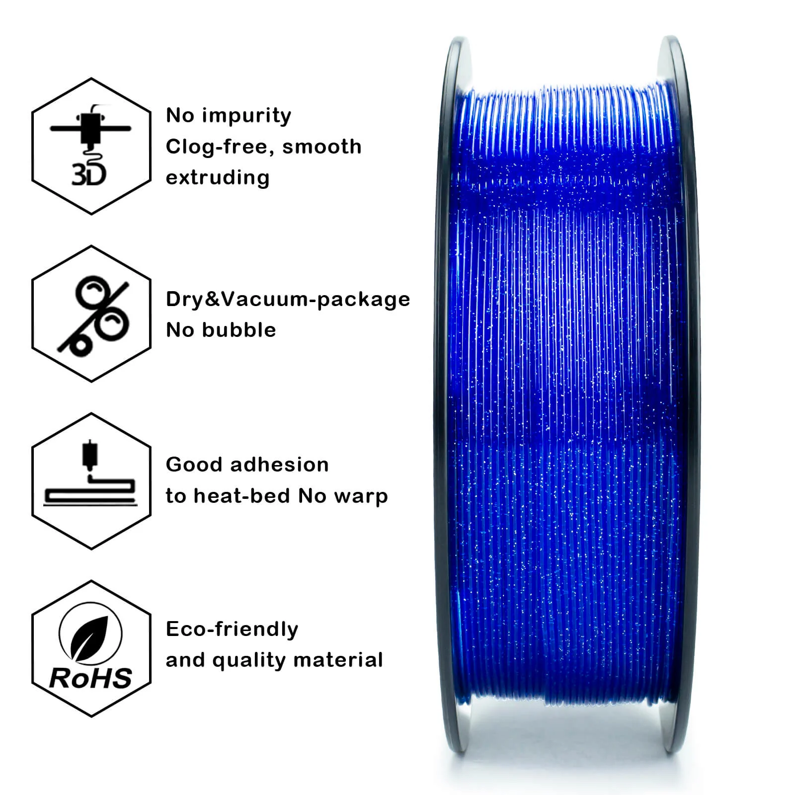 ZIRO Glitter Twinkling PLA Filament 1.75mm, Blue - Image 10