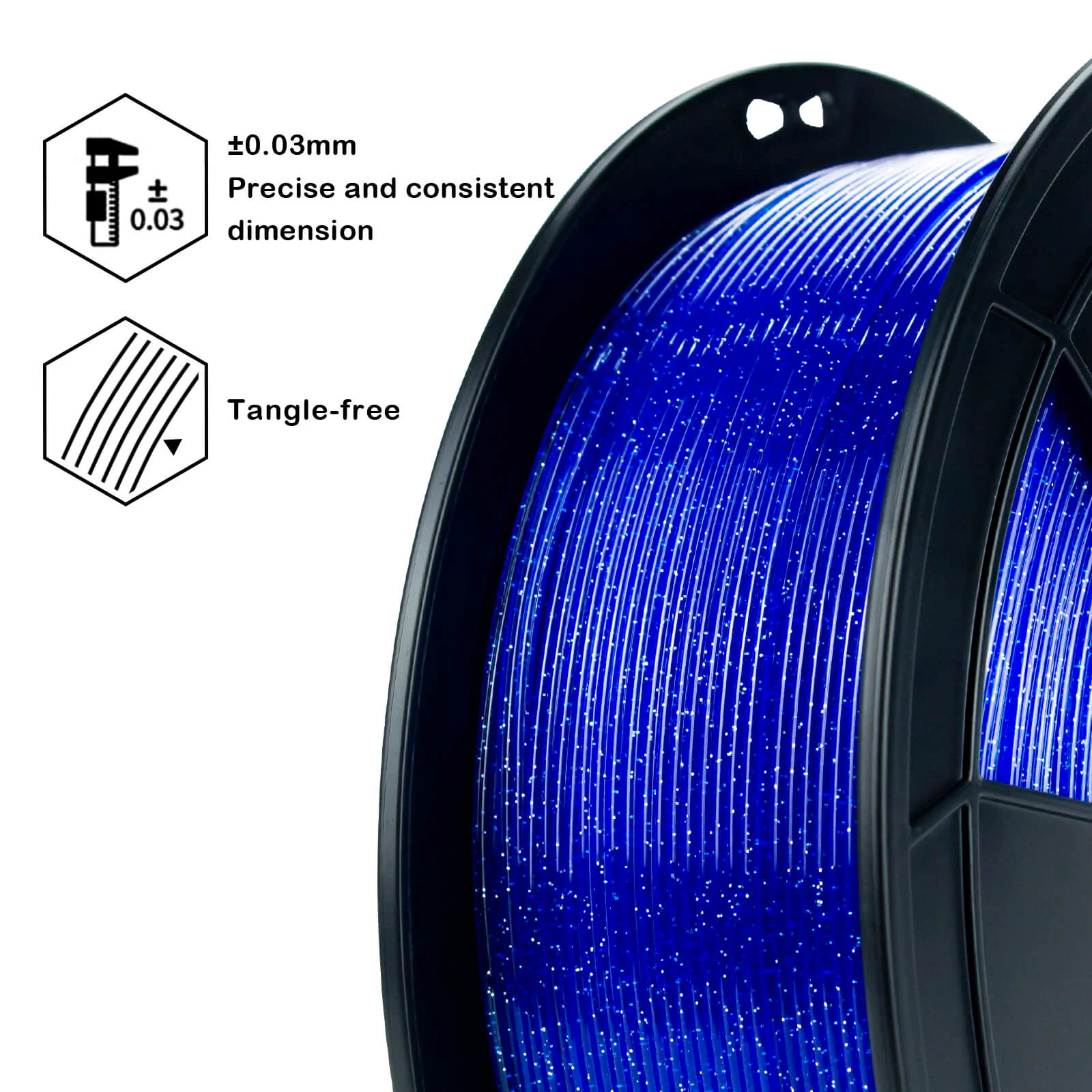 ZIRO Glitter Twinkling PLA Filament 1.75mm, Blue - Image 11