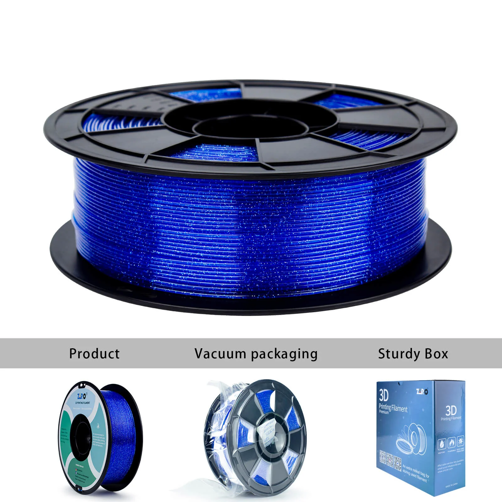 ZIRO Glitter Twinkling PLA Filament 1.75mm, Blue - Image 8