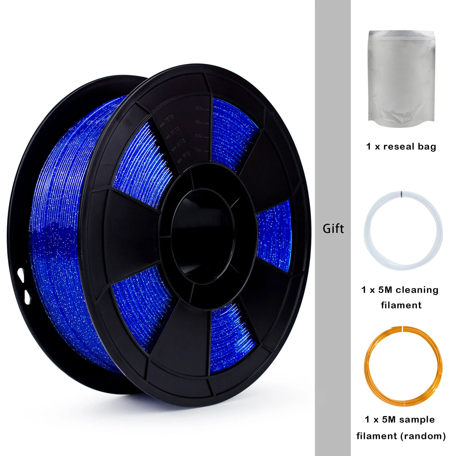 ZIRO Glitter Twinkling PLA Filament 1.75mm, Blue - Image 9