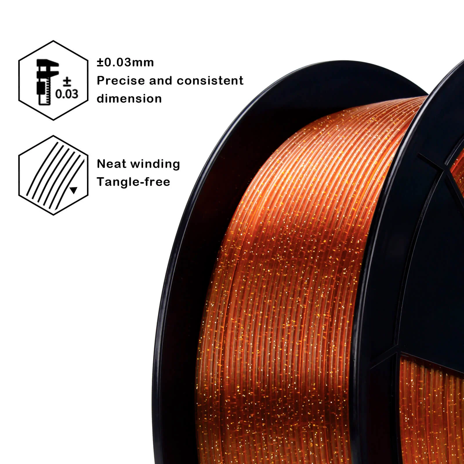 ZIRO Glitter Twinkling PLA Filament 1.75mm, Caramel - Image 6