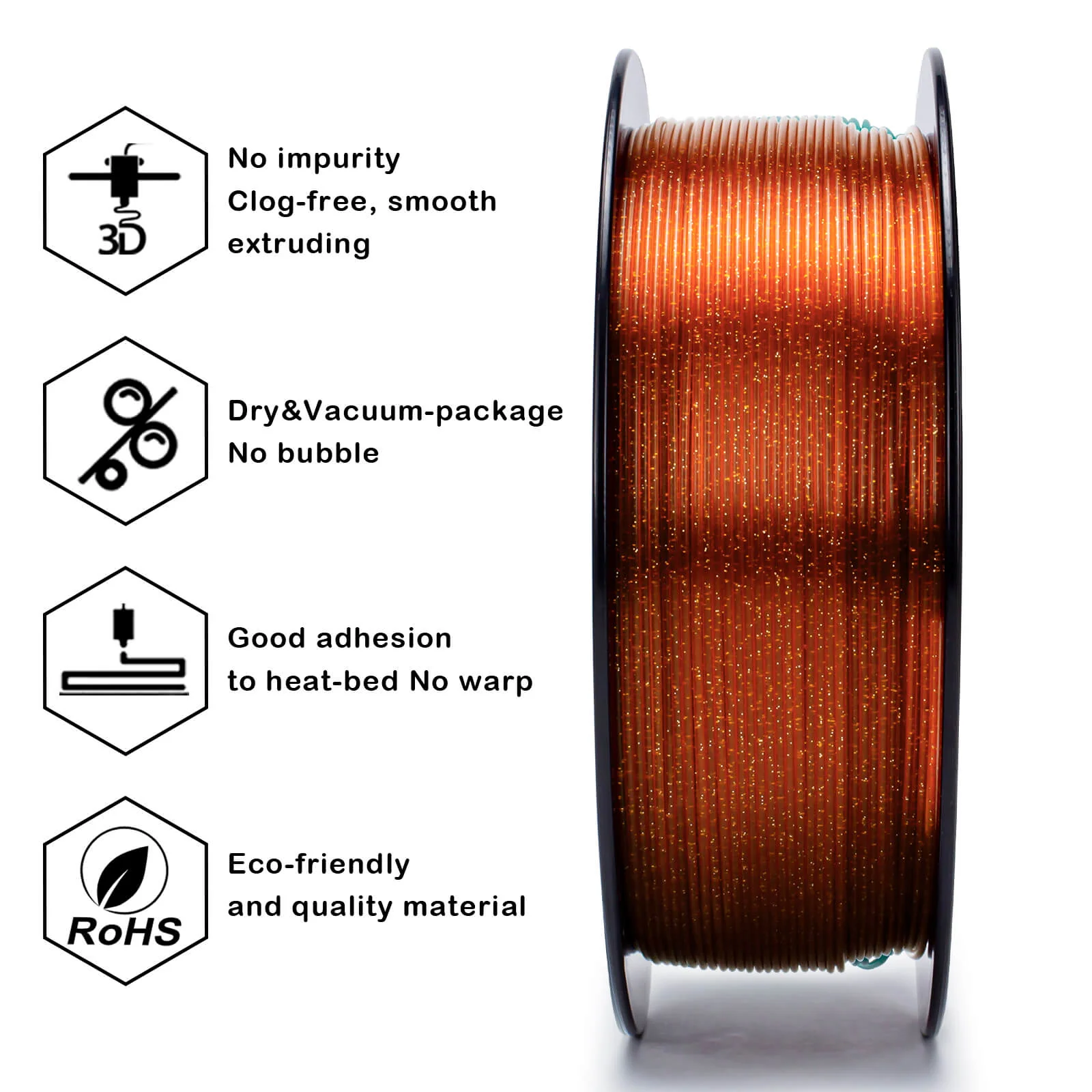 ZIRO Glitter Twinkling PLA Filament 1.75mm, Caramel - Image 7
