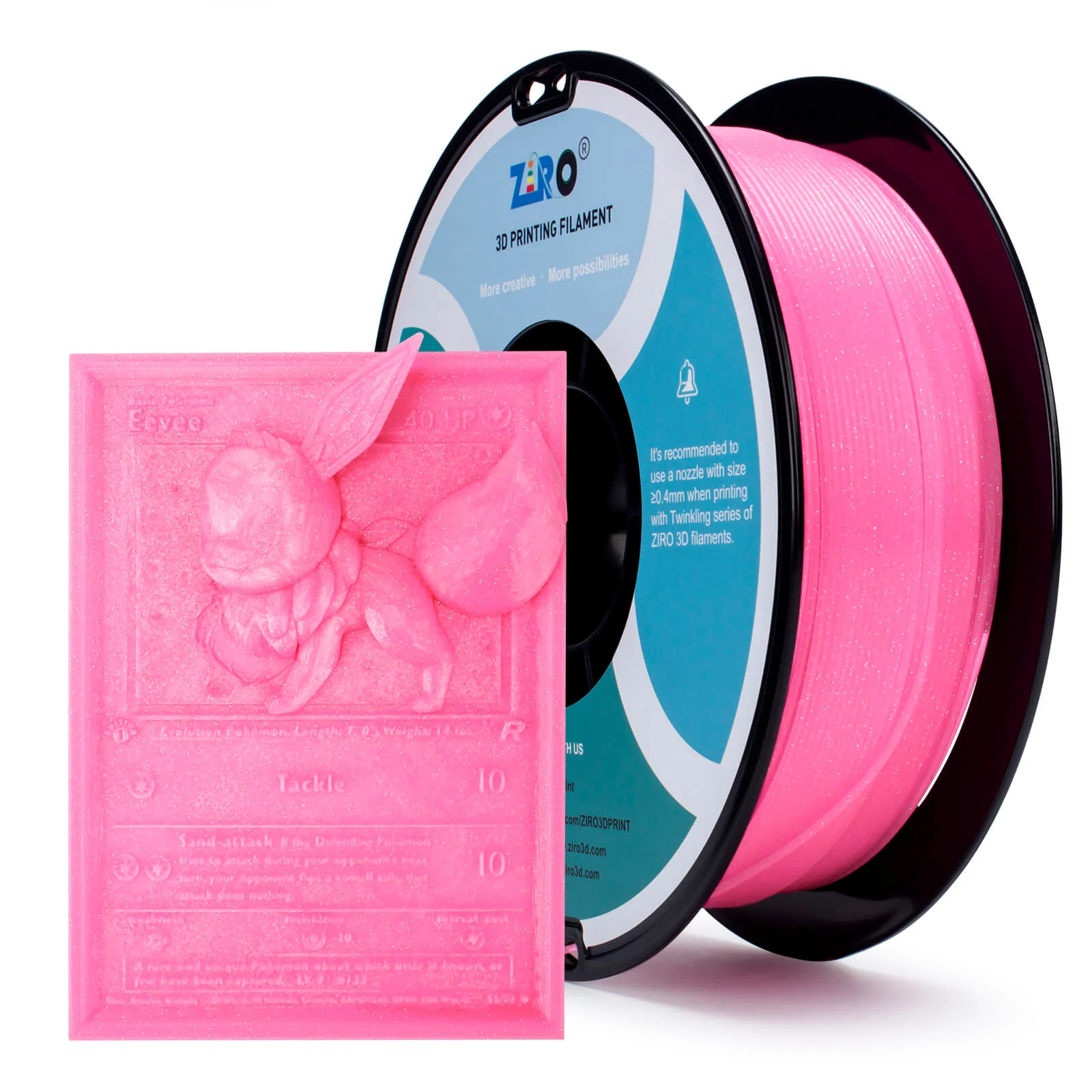 ZIRO Glitter Twinkling PLA Filament 1.75mm, Pink - Image 4