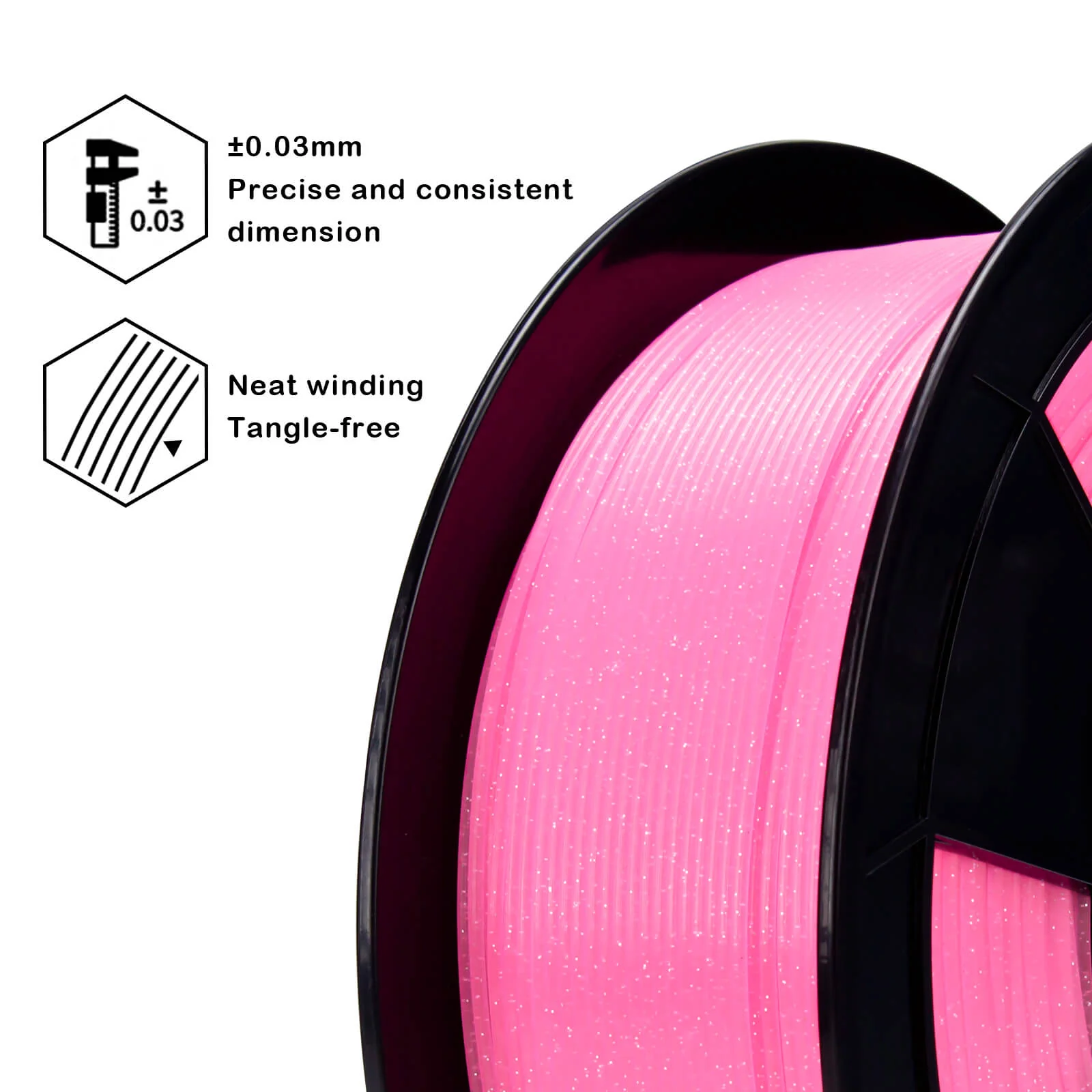 ZIRO Glitter Twinkling PLA Filament 1.75mm, Pink - Image 7
