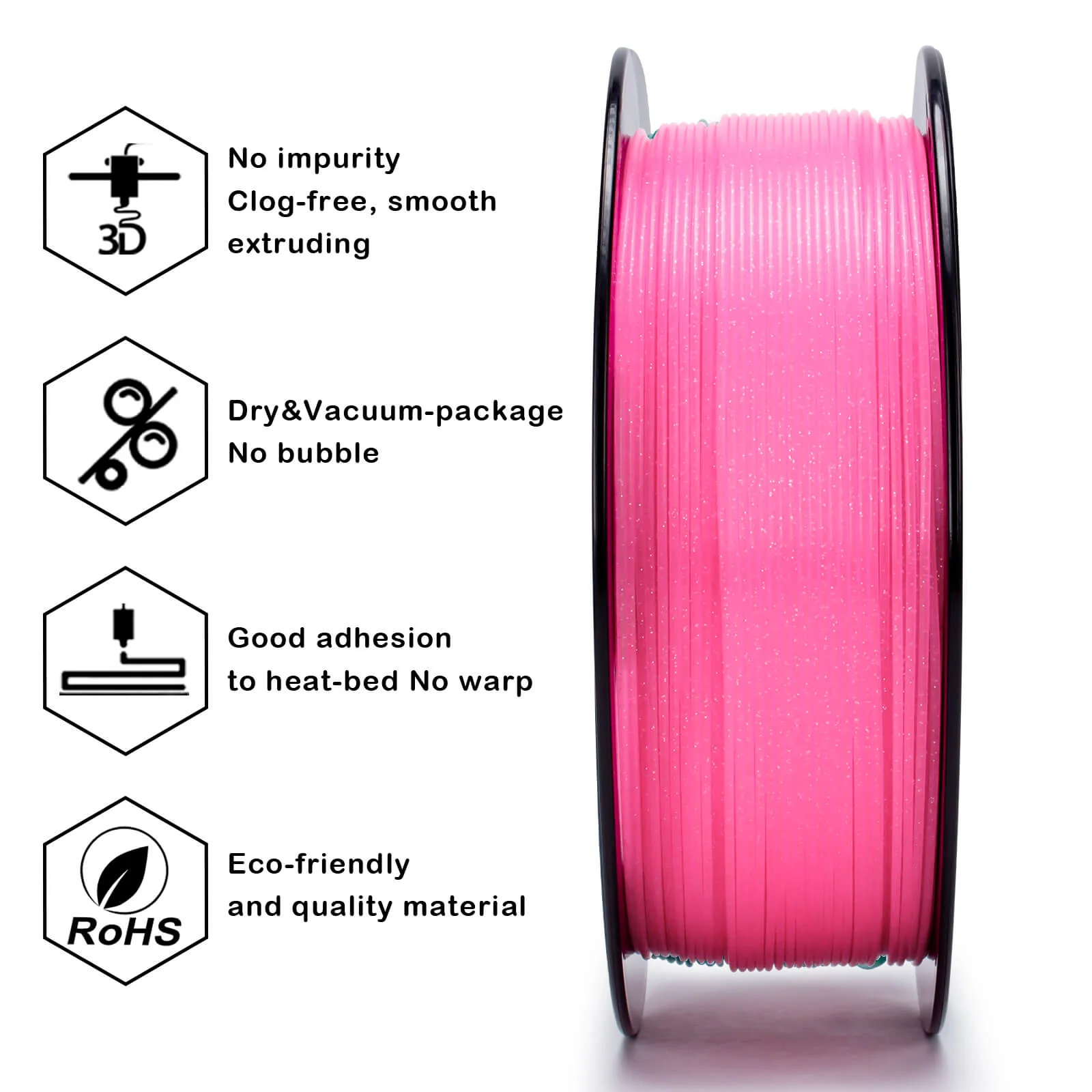 ZIRO Glitter Twinkling PLA Filament 1.75mm, Pink - Image 8