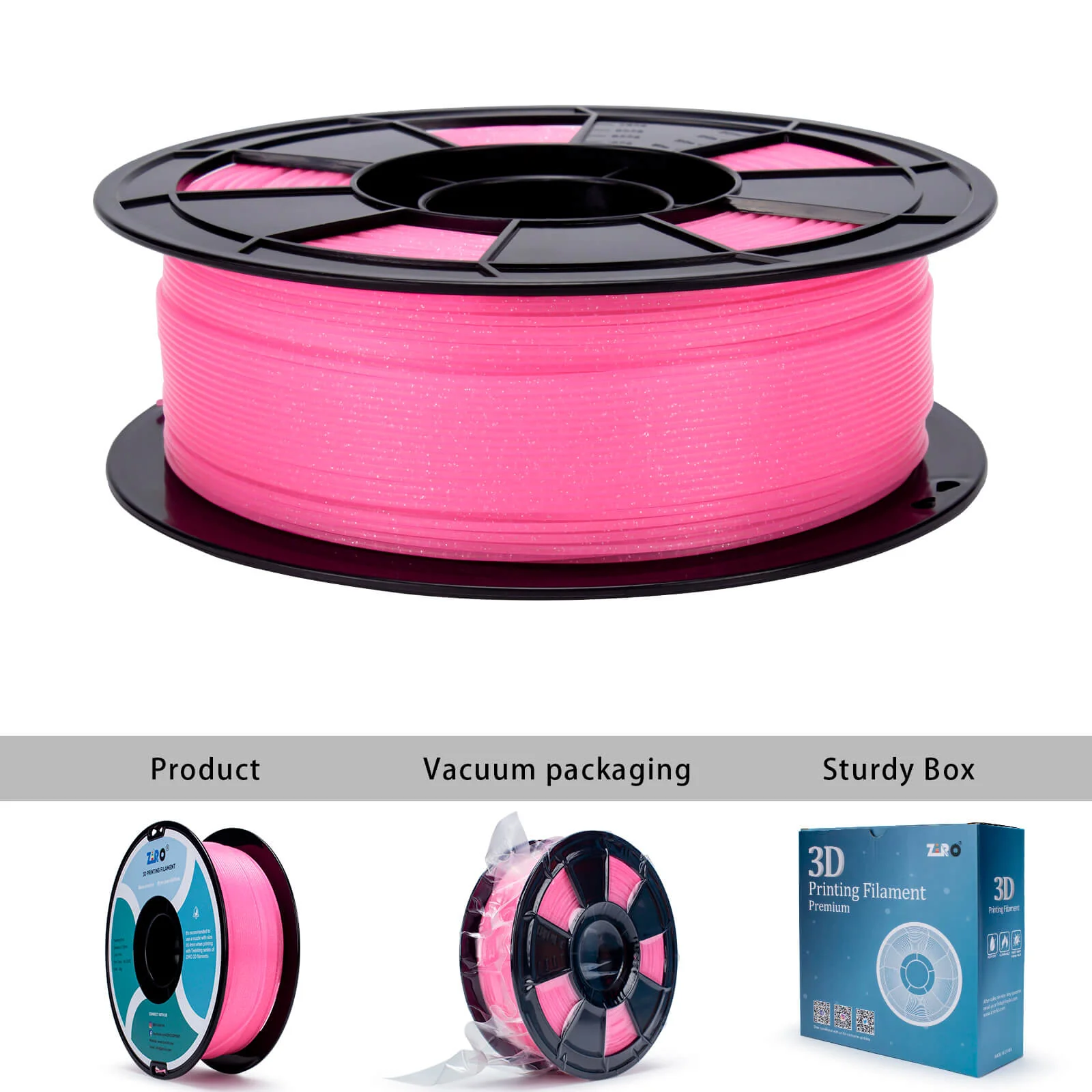 ZIRO Glitter Twinkling PLA Filament 1.75mm, Pink - Image 9