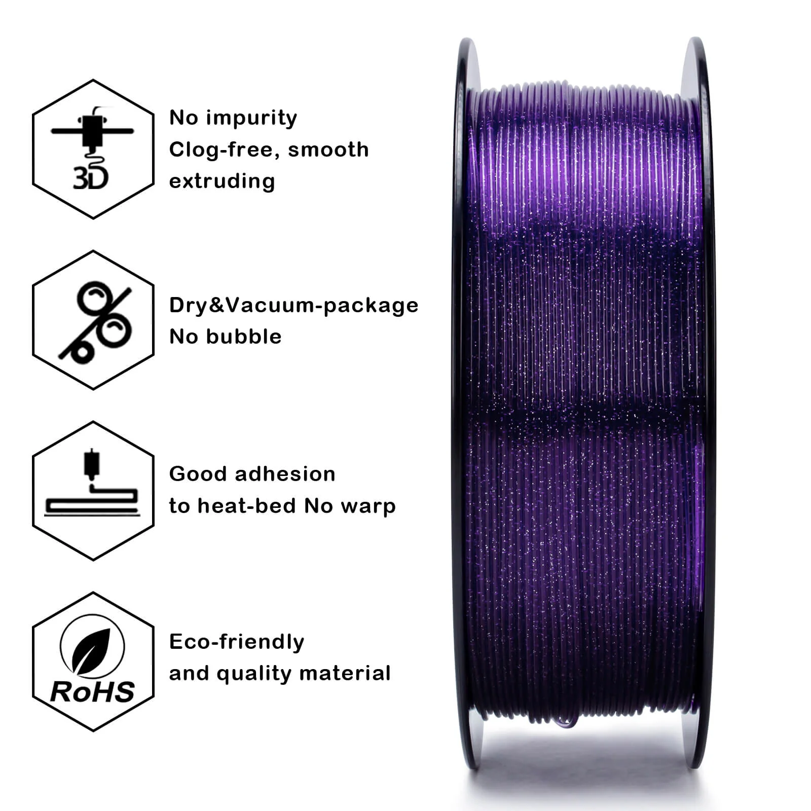 ZIRO Glitter Twinkling PLA Filament 1.75mm, Purple - Image 7