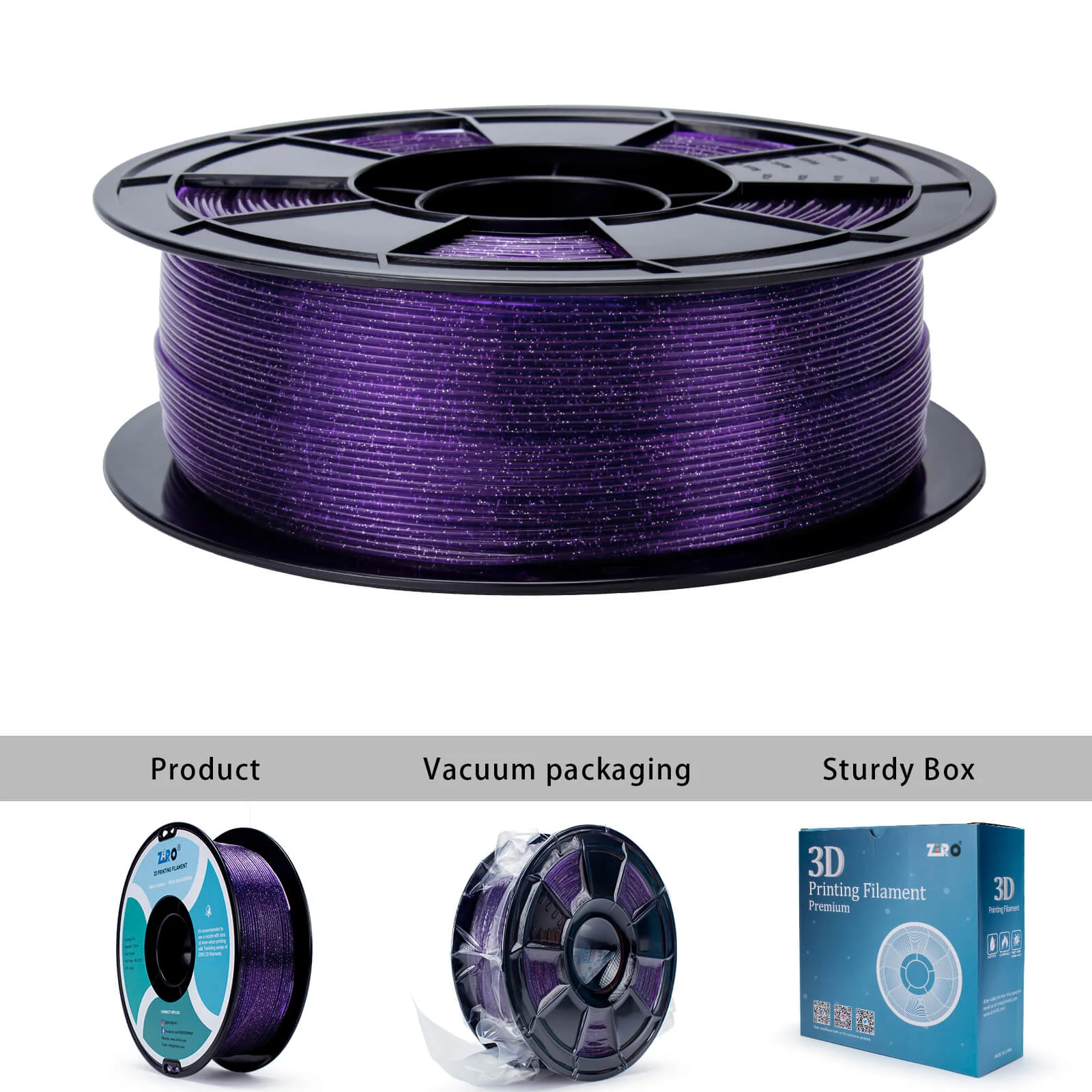 ZIRO Glitter Twinkling PLA Filament 1.75mm, Purple - Image 8
