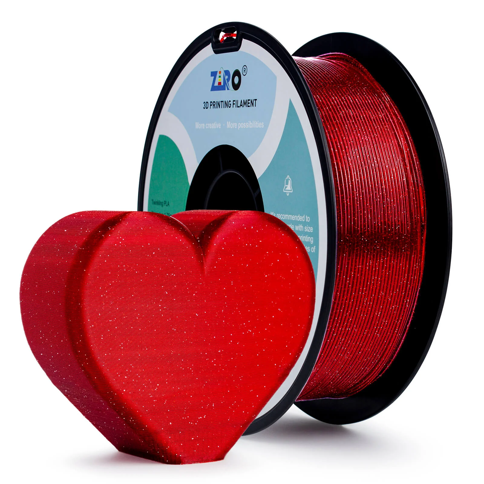 ZIRO Glitter Twinkling PLA Filament 1.75mm, Red - Image 4
