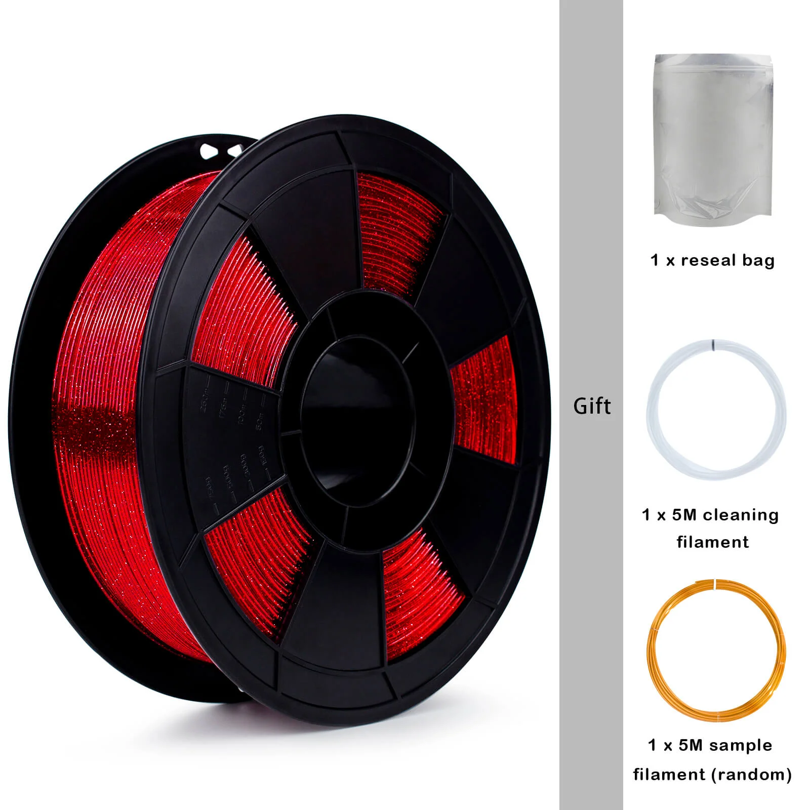 ZIRO Glitter Twinkling PLA Filament 1.75mm, Red - Image 9