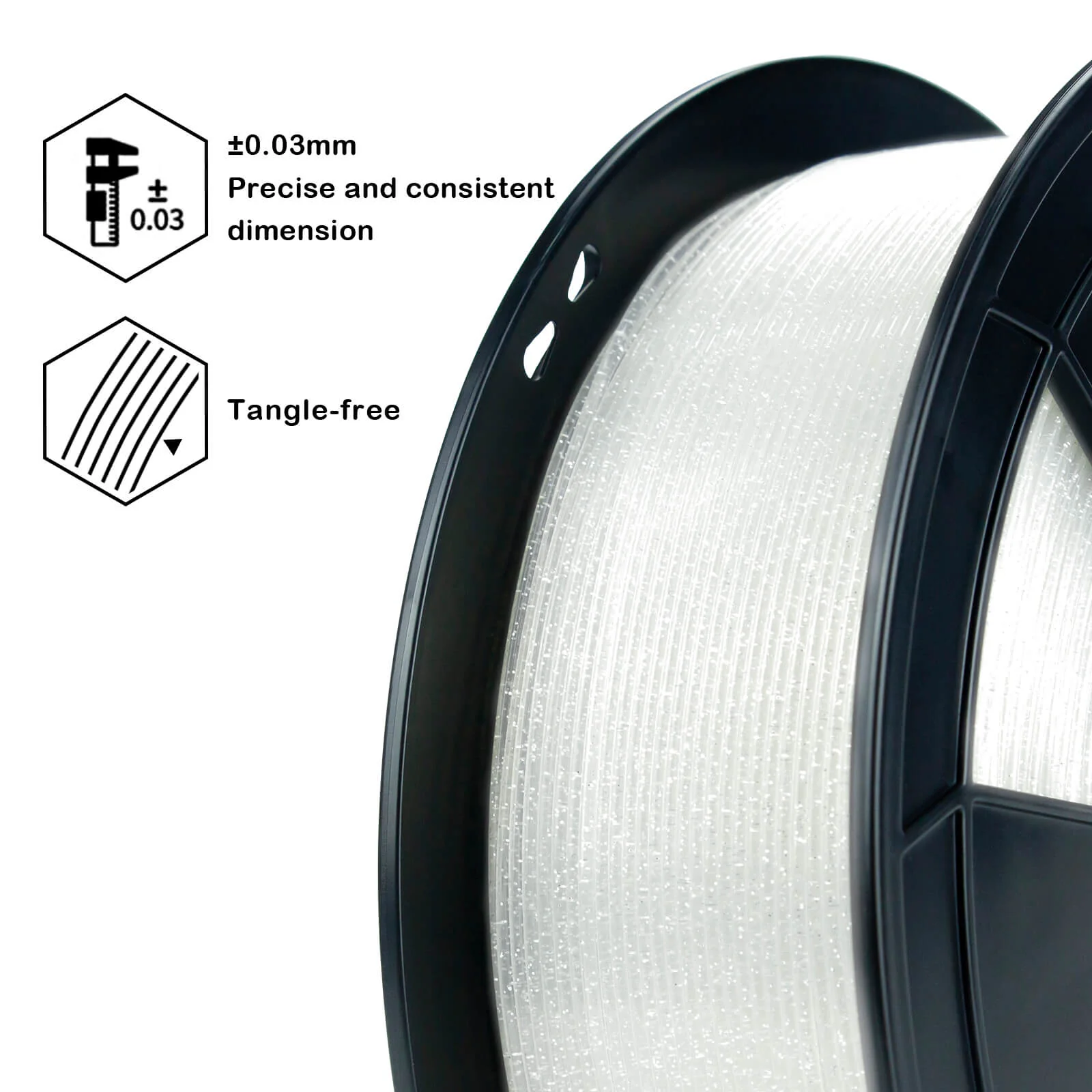 ZIRO Glitter Twinkling PLA Filament 1.75mm, Transparent - Image 6