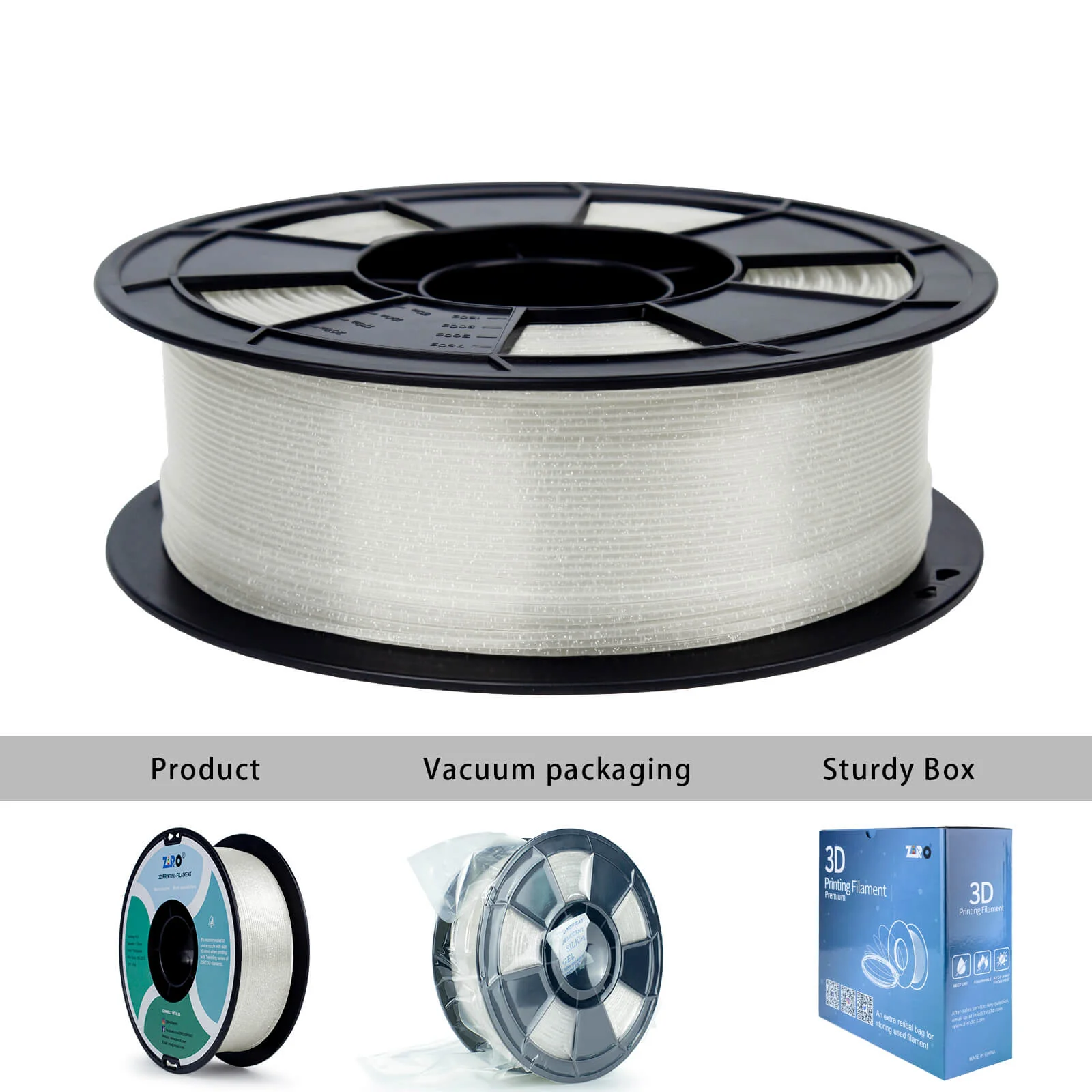 ZIRO Glitter Twinkling PLA Filament 1.75mm, Transparent - Image 9