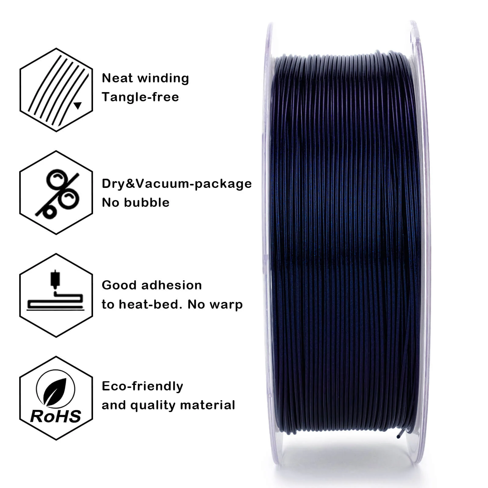 ZIRO Glitter Twinkling PLA Firefly Series Filament 1.75mm, Deepsea Blue - Image 4