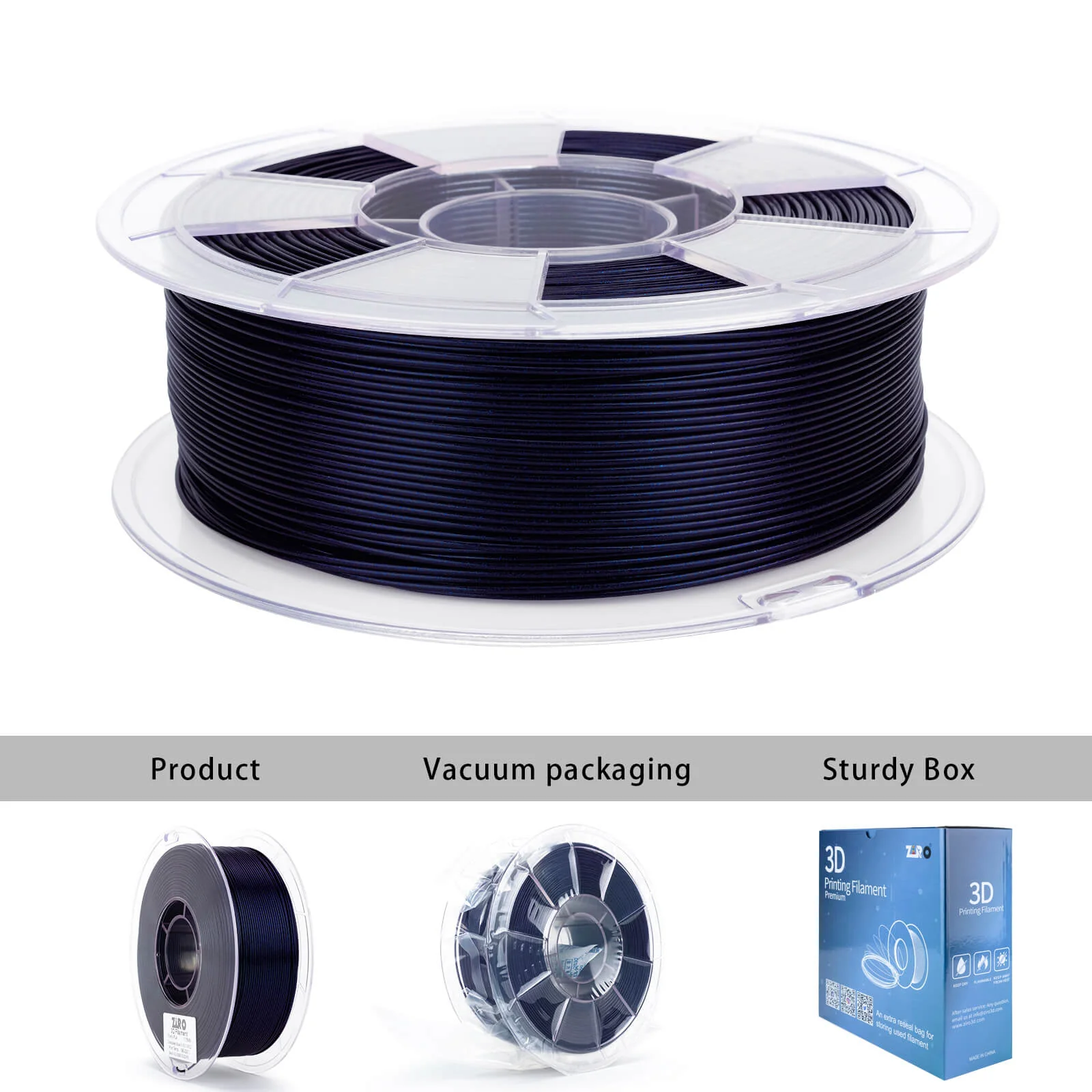 ZIRO Glitter Twinkling PLA Firefly Series Filament 1.75mm, Deepsea Blue - Image 6