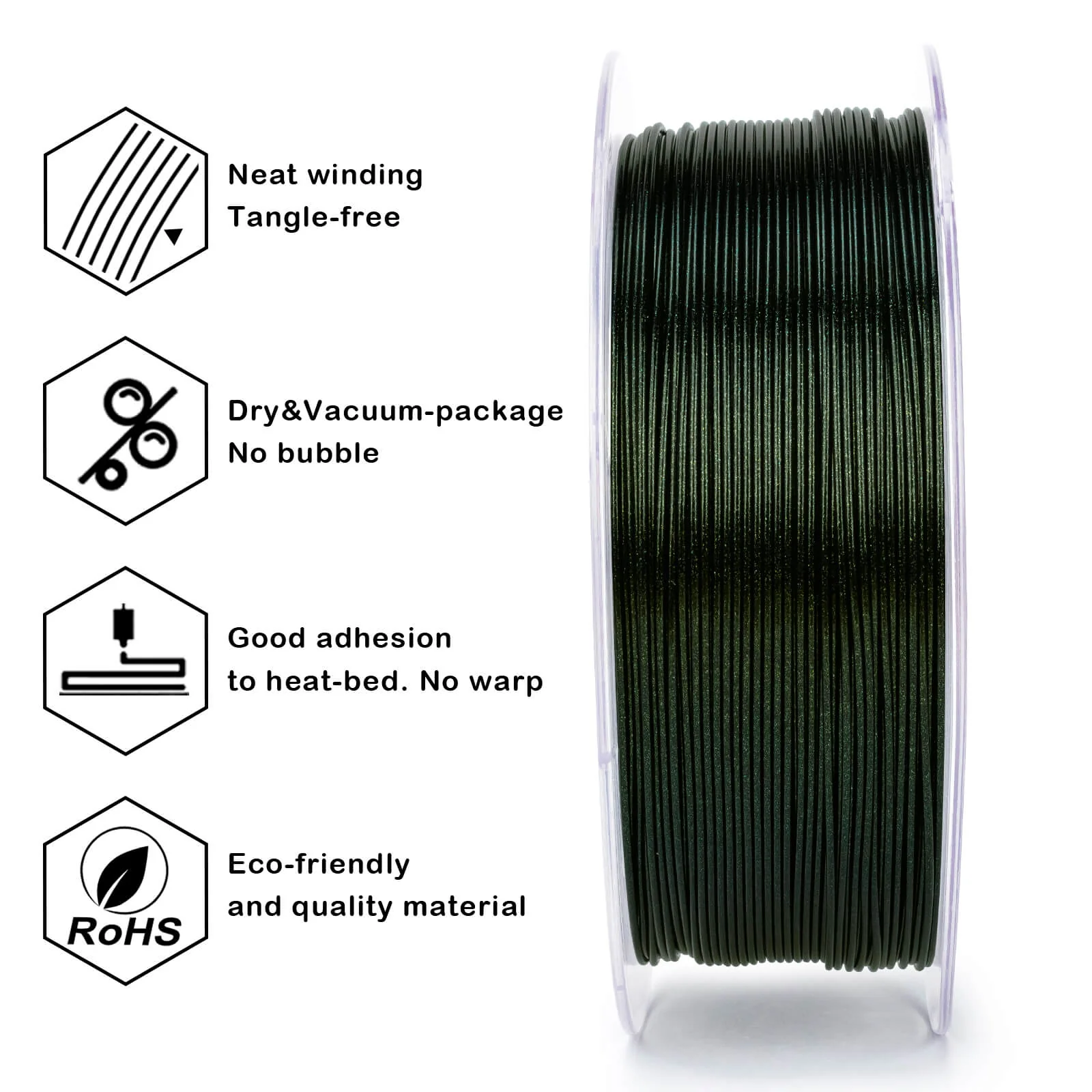 ZIRO Glitter Twinkling PLA Firefly Series Filament 1.75mm, Fairy Green - Image 10