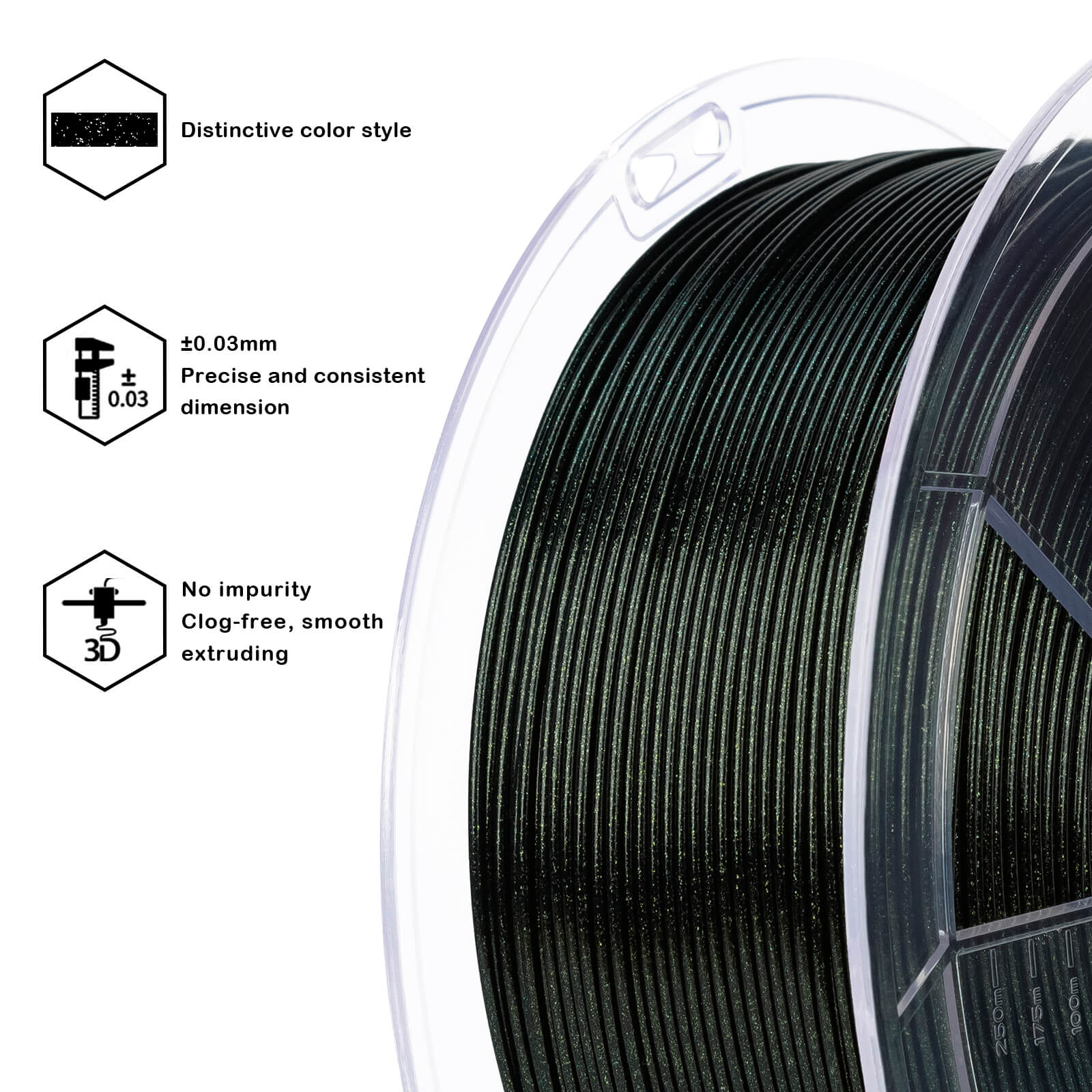 ZIRO Glitter Twinkling PLA Firefly Series Filament 1.75mm, Fairy Green - Image 9