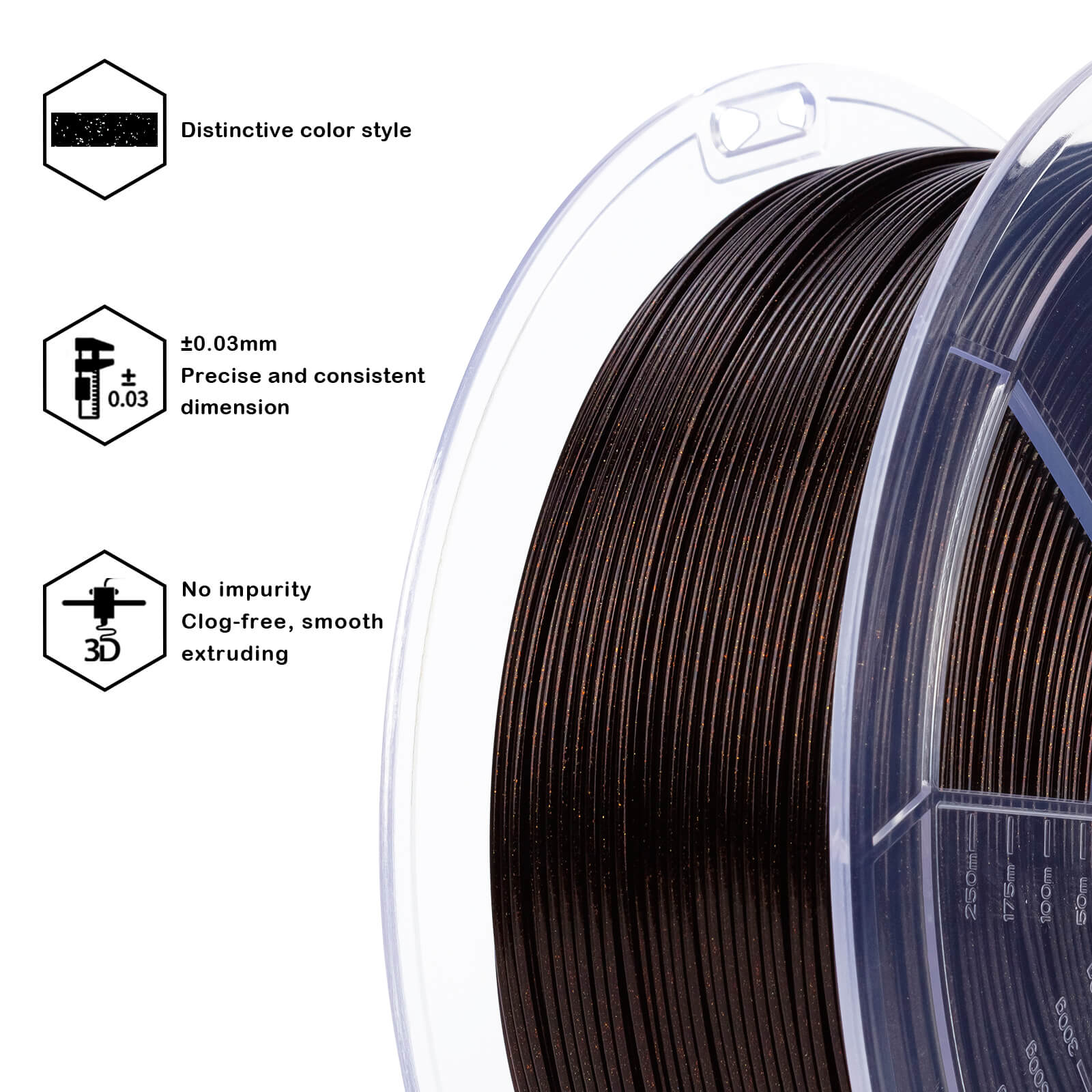 ZIRO Glitter Twinkling PLA Firefly Series Filament 1.75mm, Flame Red - Image 7