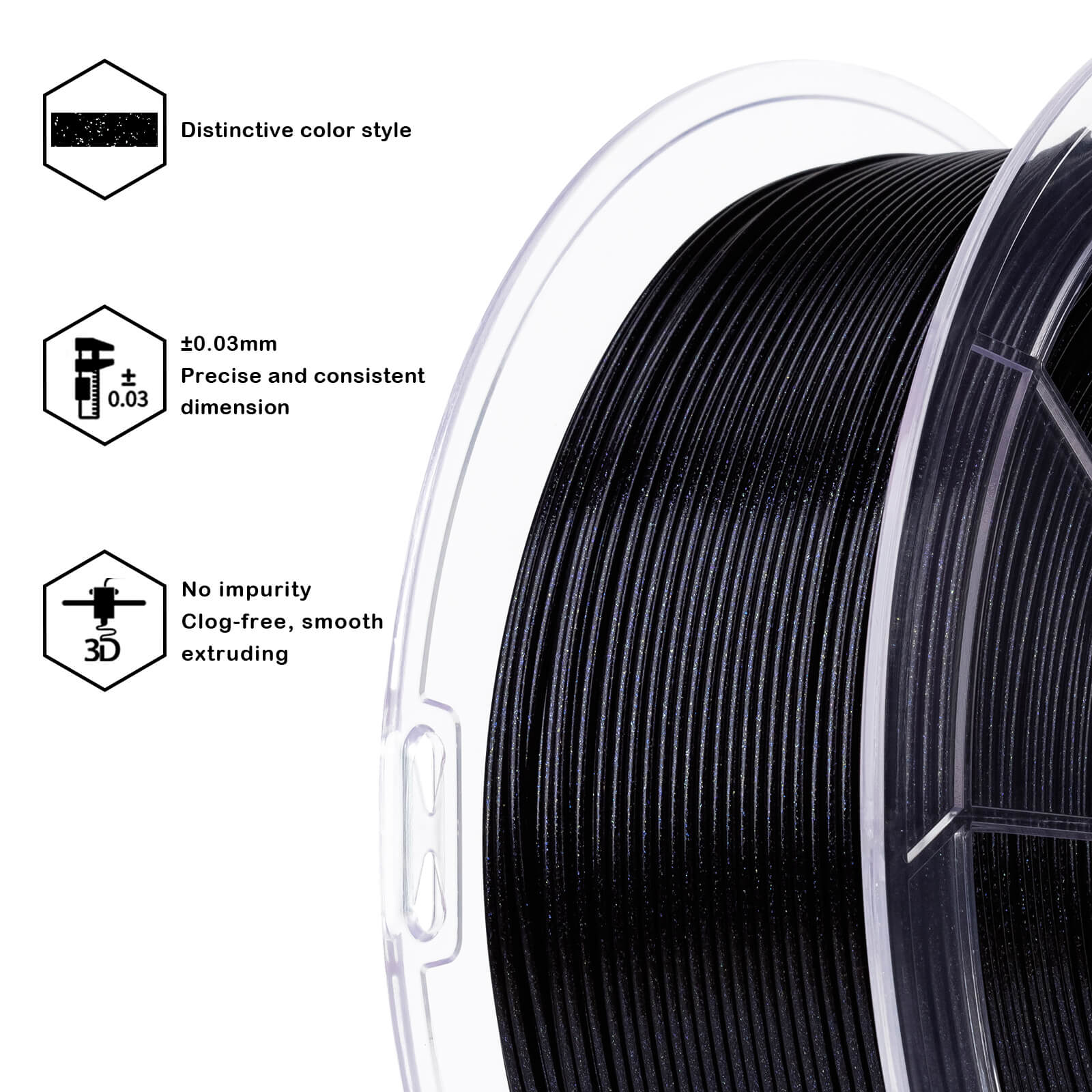 ZIRO Glitter Twinkling PLA Firefly Series Filament 1.75mm, Gemini Starlight - Image 5