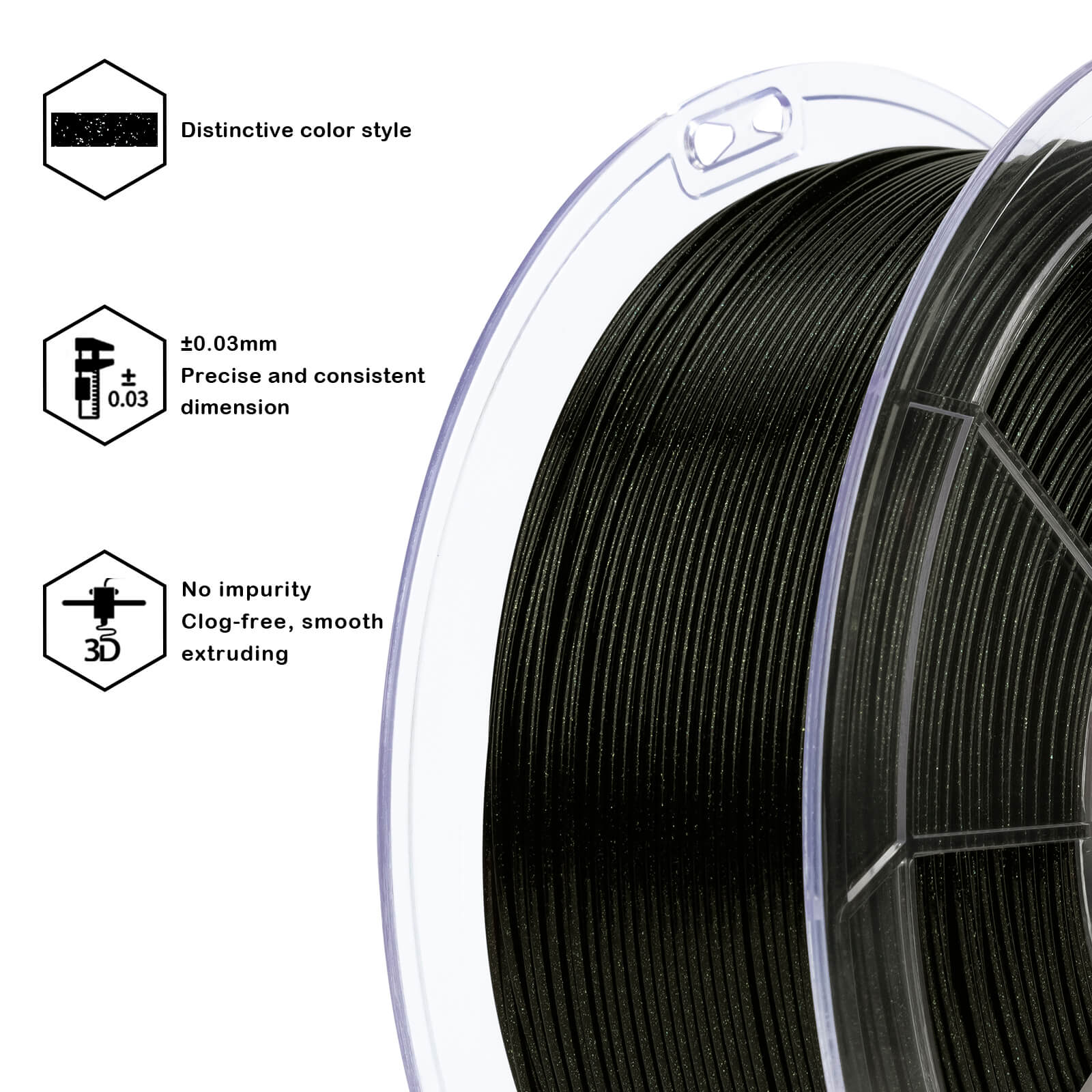 ZIRO Glitter Twinkling PLA Firefly Series Filament 1.75mm, Obsidian Gold - Image 4