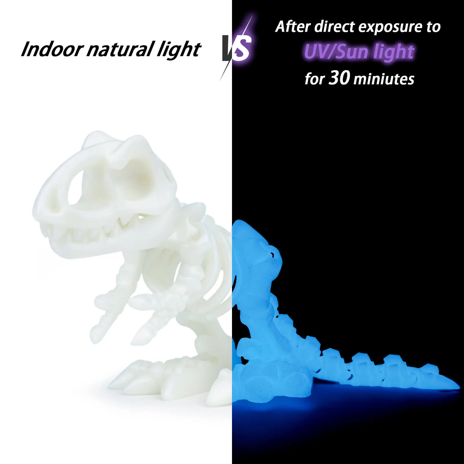 ZIRO Glow in Dark PLA Filament 1.75mm, GID Blue - Image 3