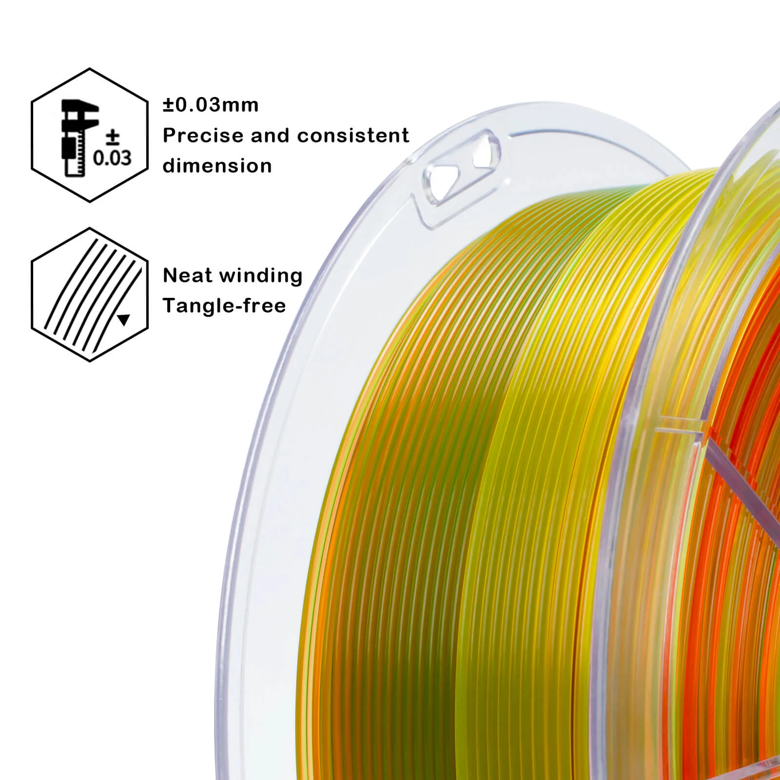 ZIRO Gradient Translucent PLA Cristal Series Filament 1.75mm, Crystal Nectar - Image 4