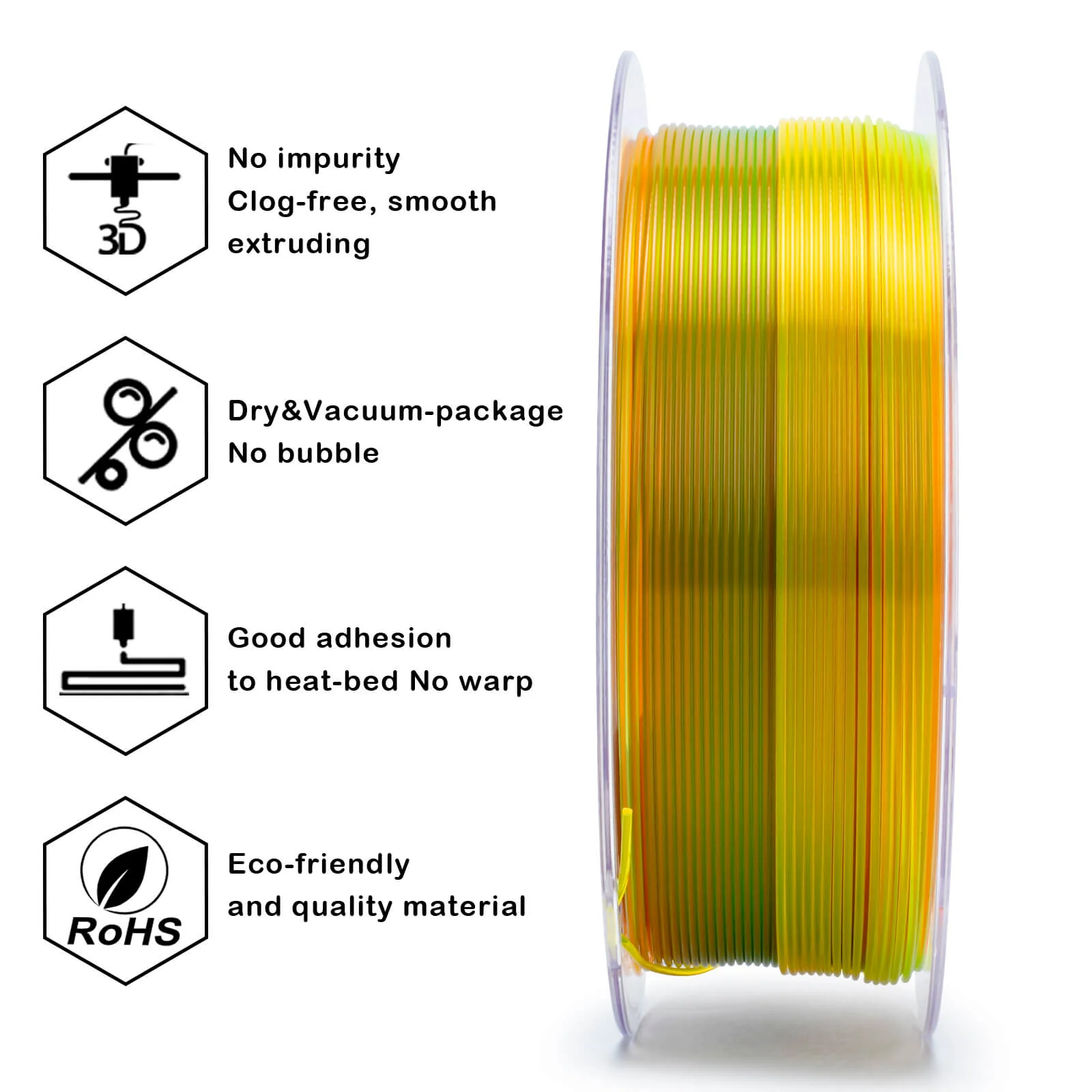 ZIRO Gradient Translucent PLA Cristal Series Filament 1.75mm, Crystal Nectar - Image 5
