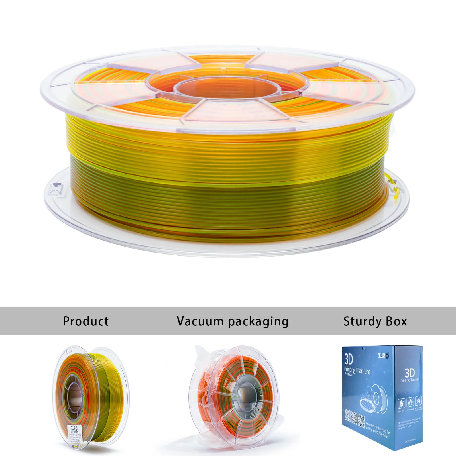 ZIRO Gradient Translucent PLA Cristal Series Filament 1.75mm, Crystal Nectar - Image 6