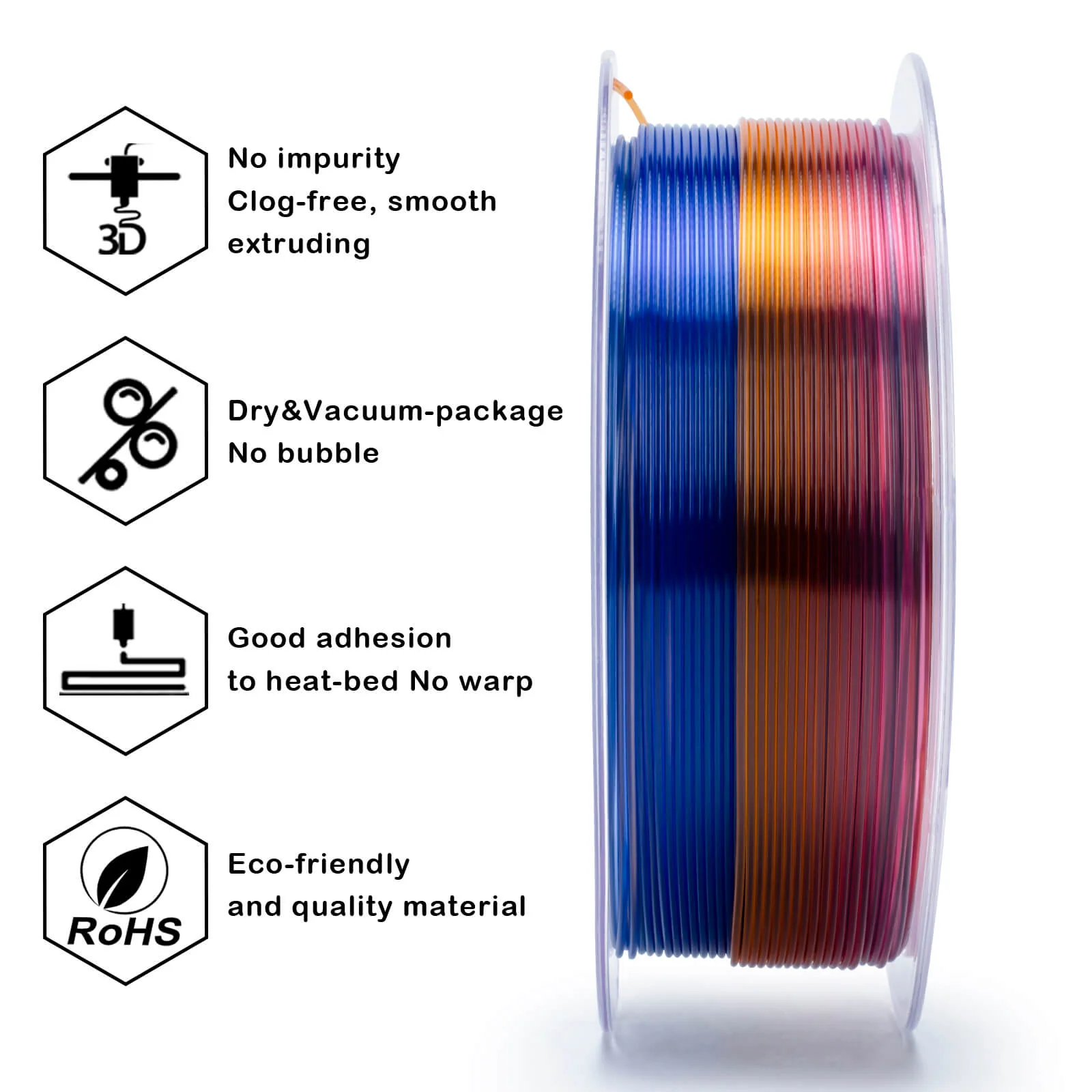 ZIRO Gradient Translucent PLA Cristal Series Filament 1.75mm, Crystal Prism - Image 7