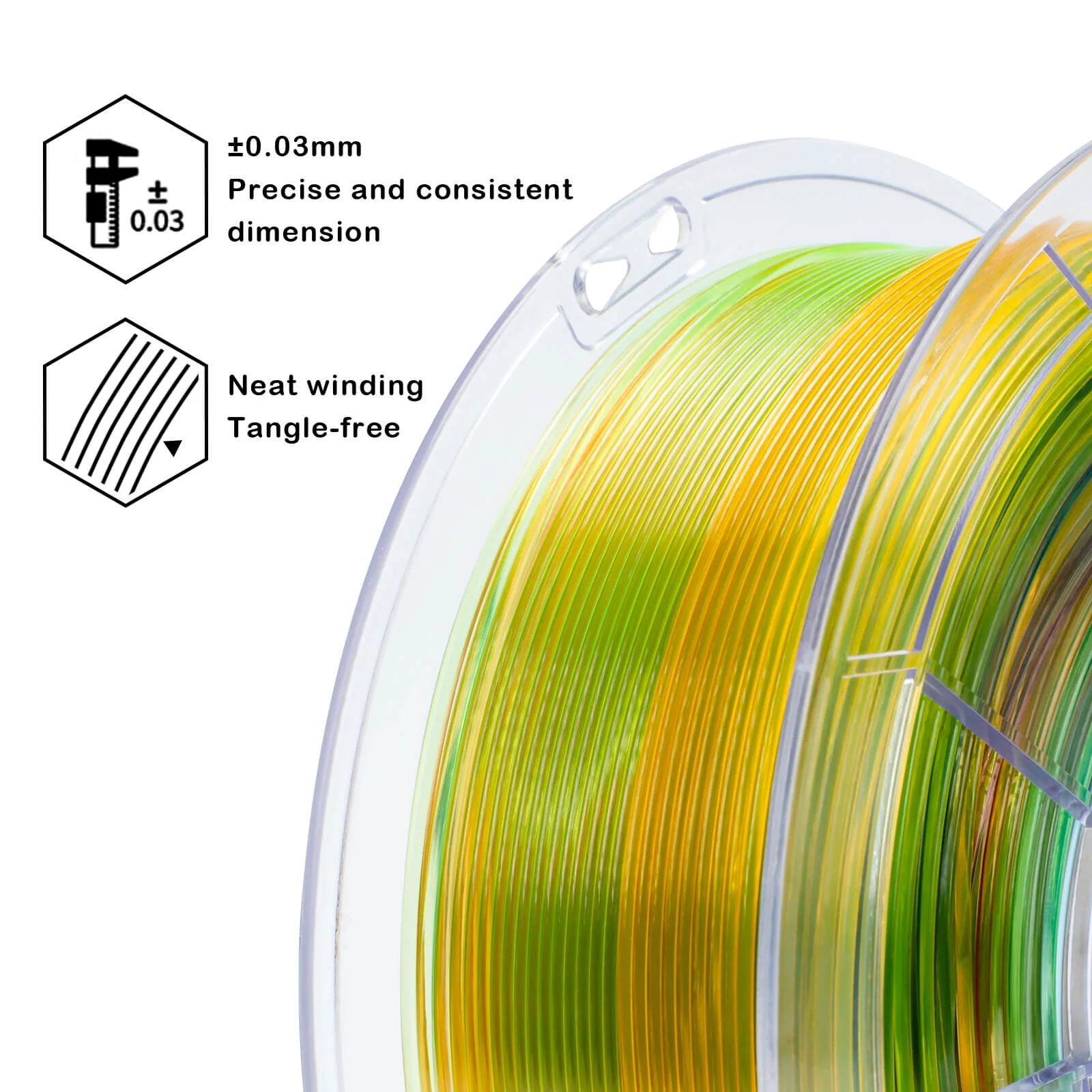 ZIRO Gradient Translucent PLA Cristal Series Filament 1.75mm, Crystal Sunshine - Image 7
